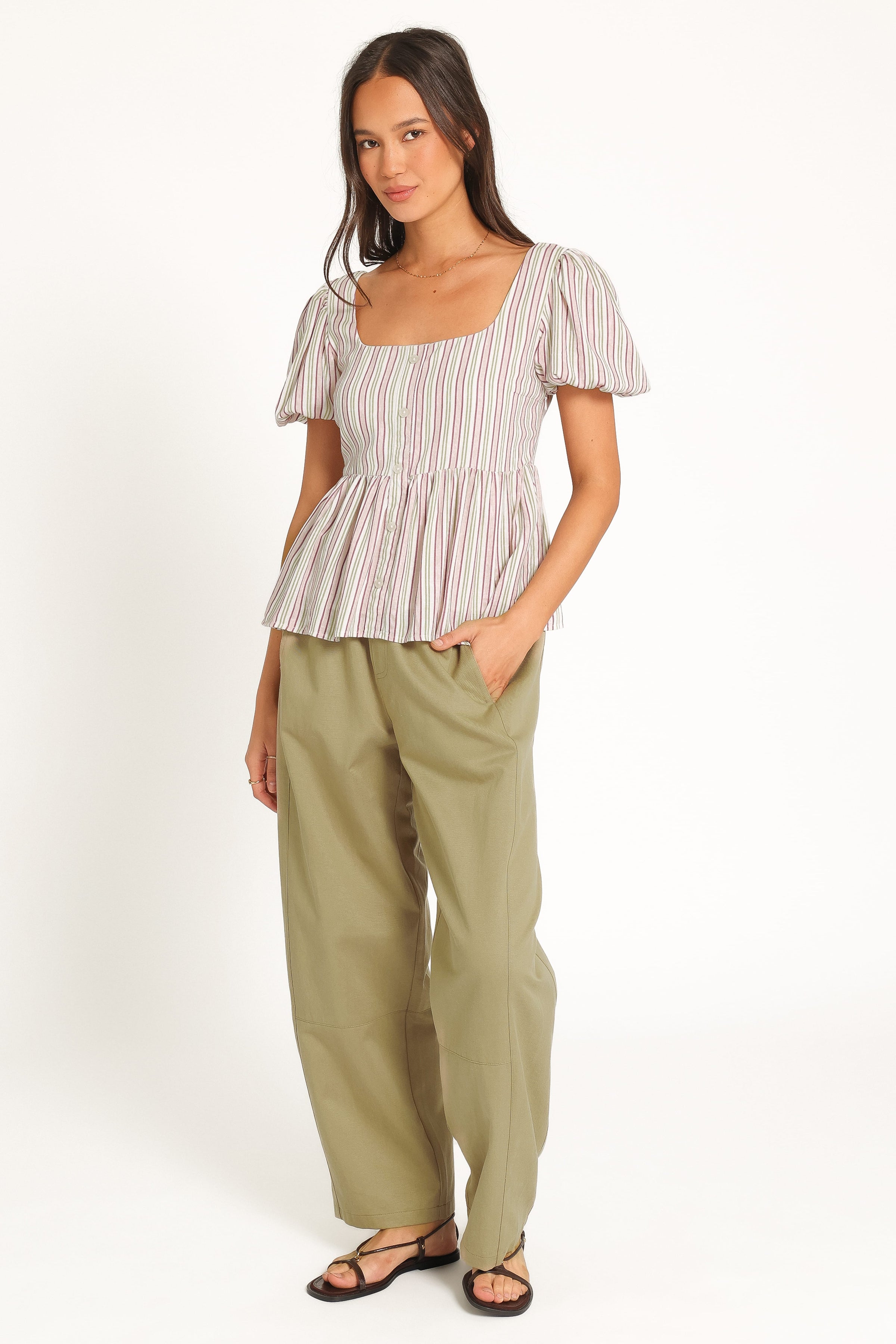 BOTTOMS Sasha Barrel Jean - Moss Green