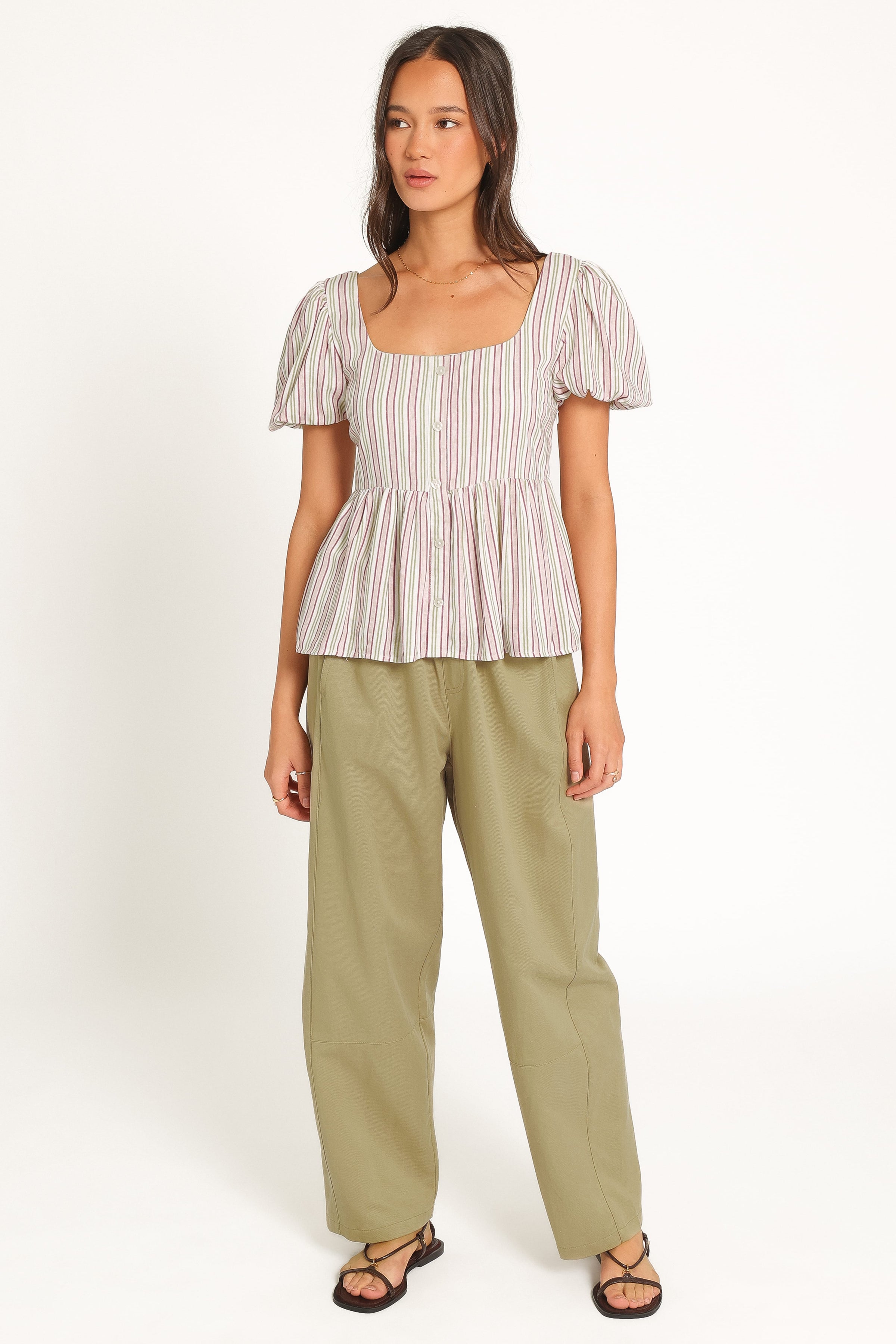 BOTTOMS Sasha Barrel Jean - Moss Green