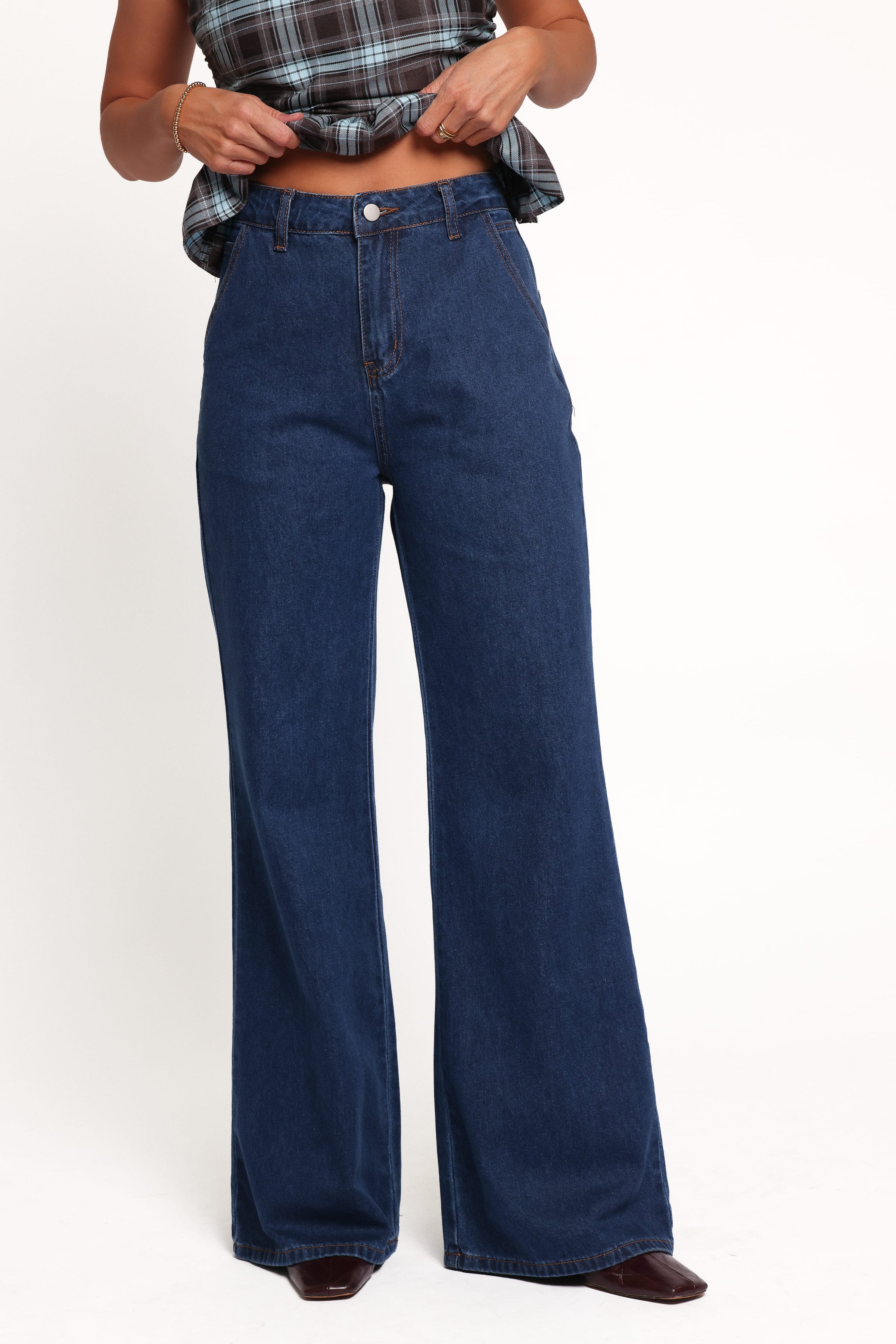 BOTTOMS Sellie Flared Leg Jeans - Indigo Blue