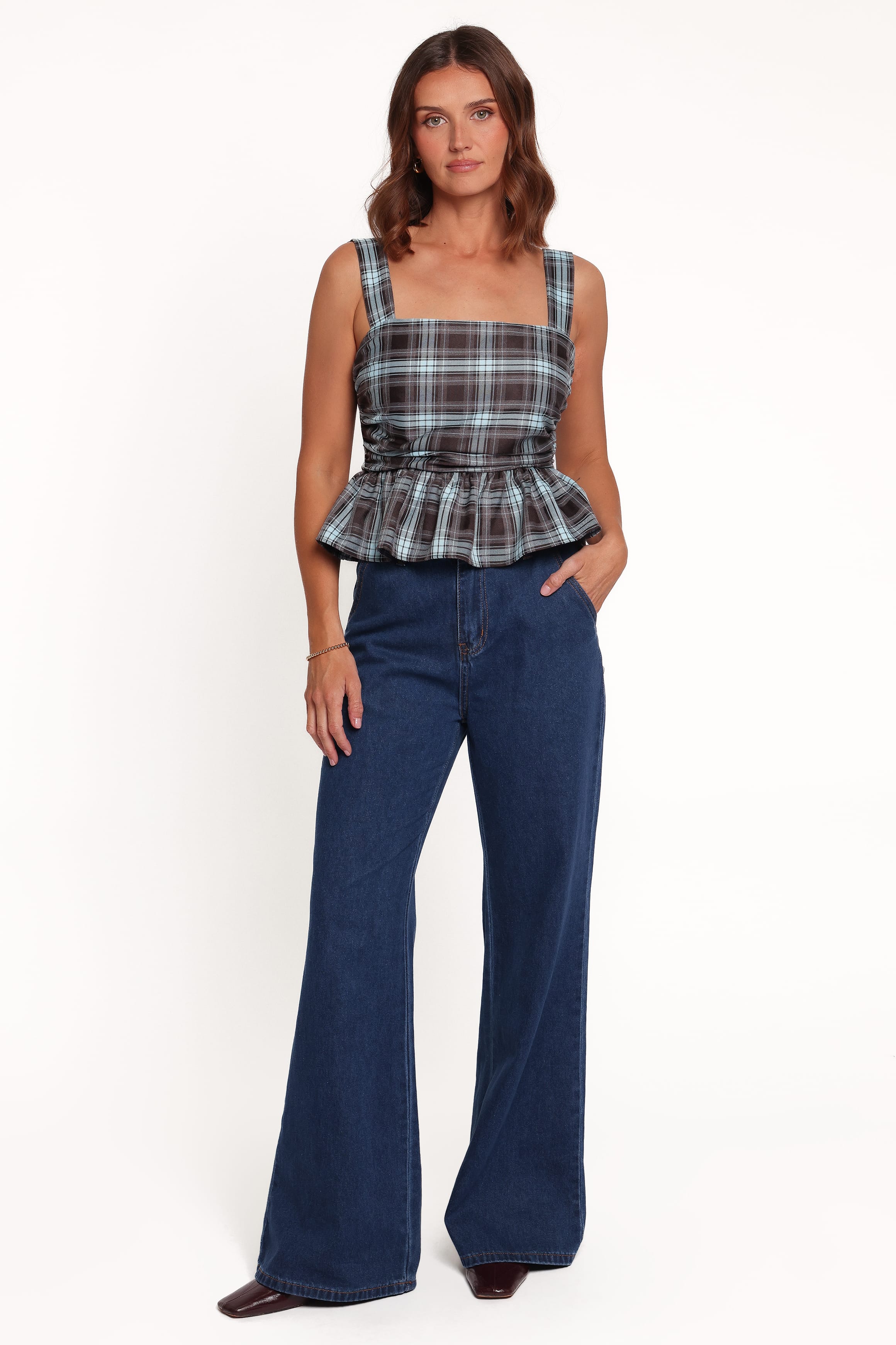 BOTTOMS Sellie Flared Leg Jeans - Indigo Blue