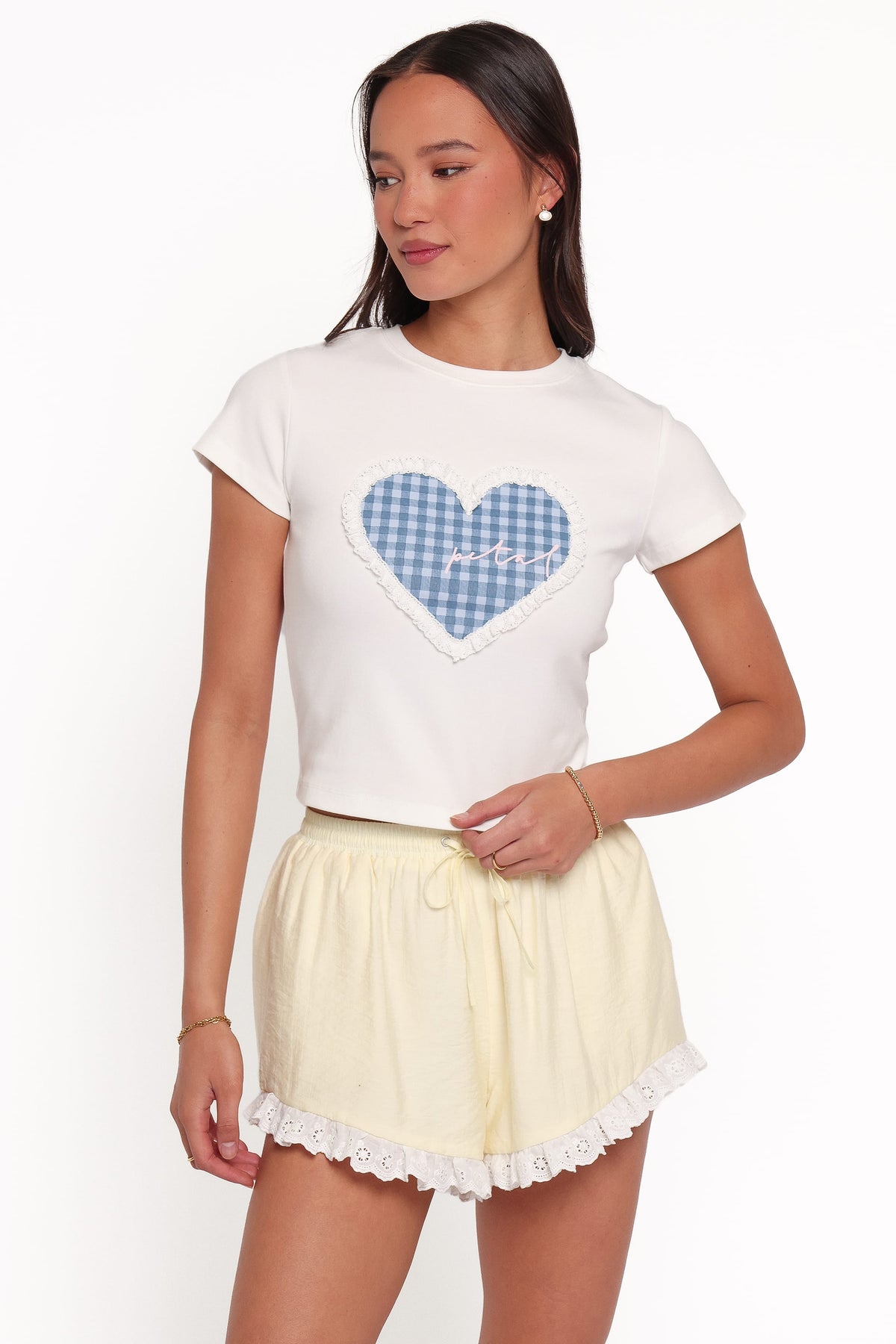 BOTTOMS Sharn Lace Trim Shorts - Butter Yellow