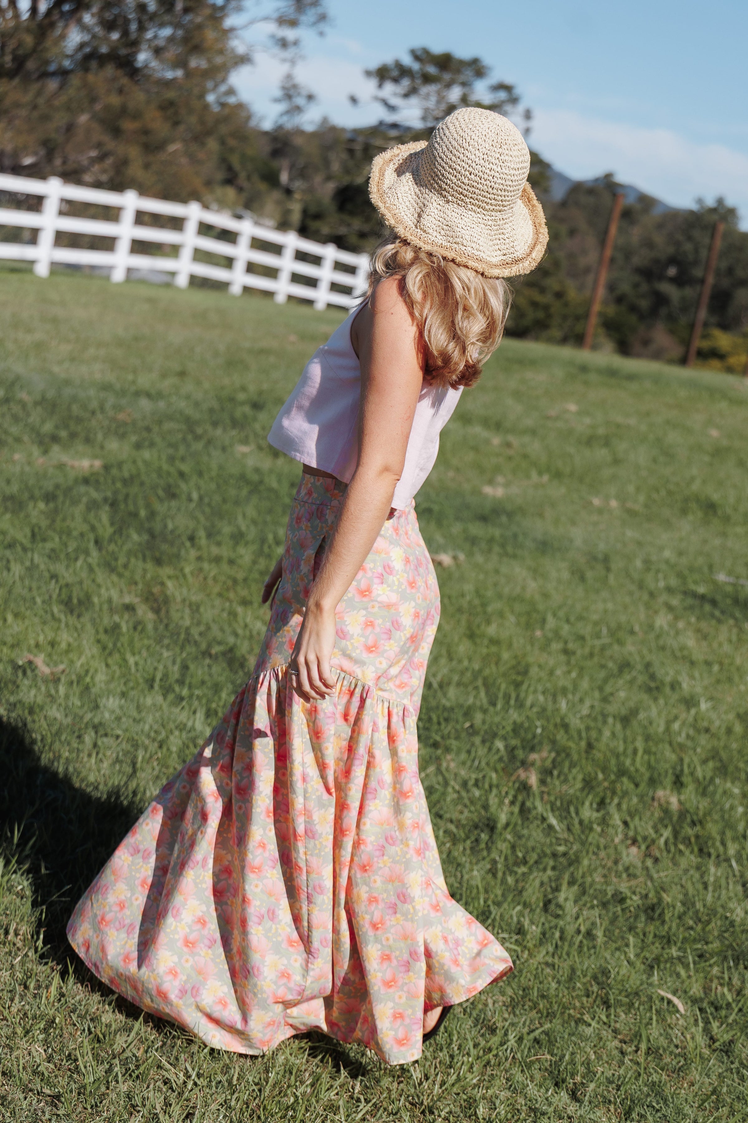 BOTTOMS Shelbie Maxi Skirt - Sage Wildflower