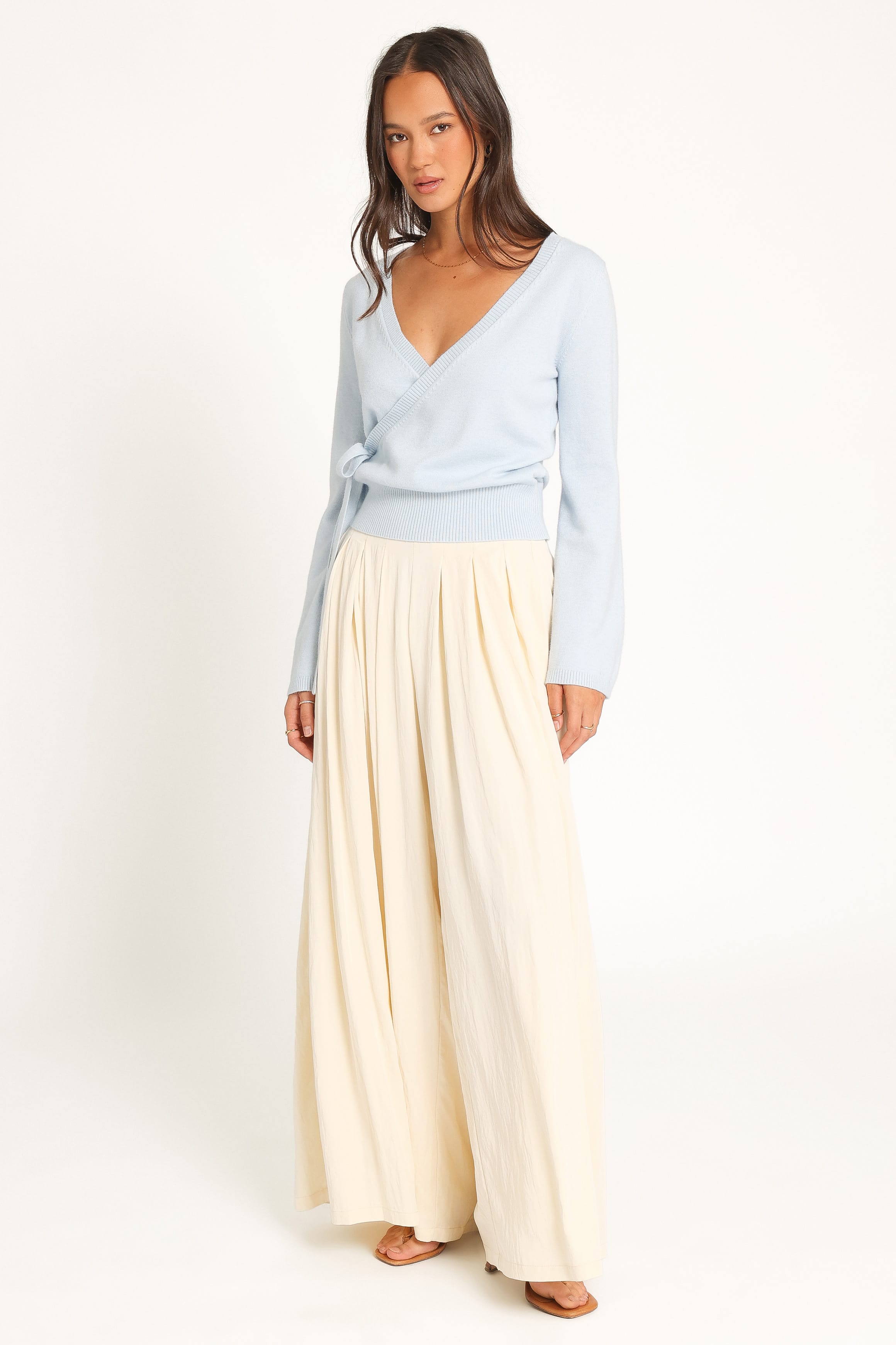 BOTTOMS Shirlie Wide Leg Pleated Pants - Sand
