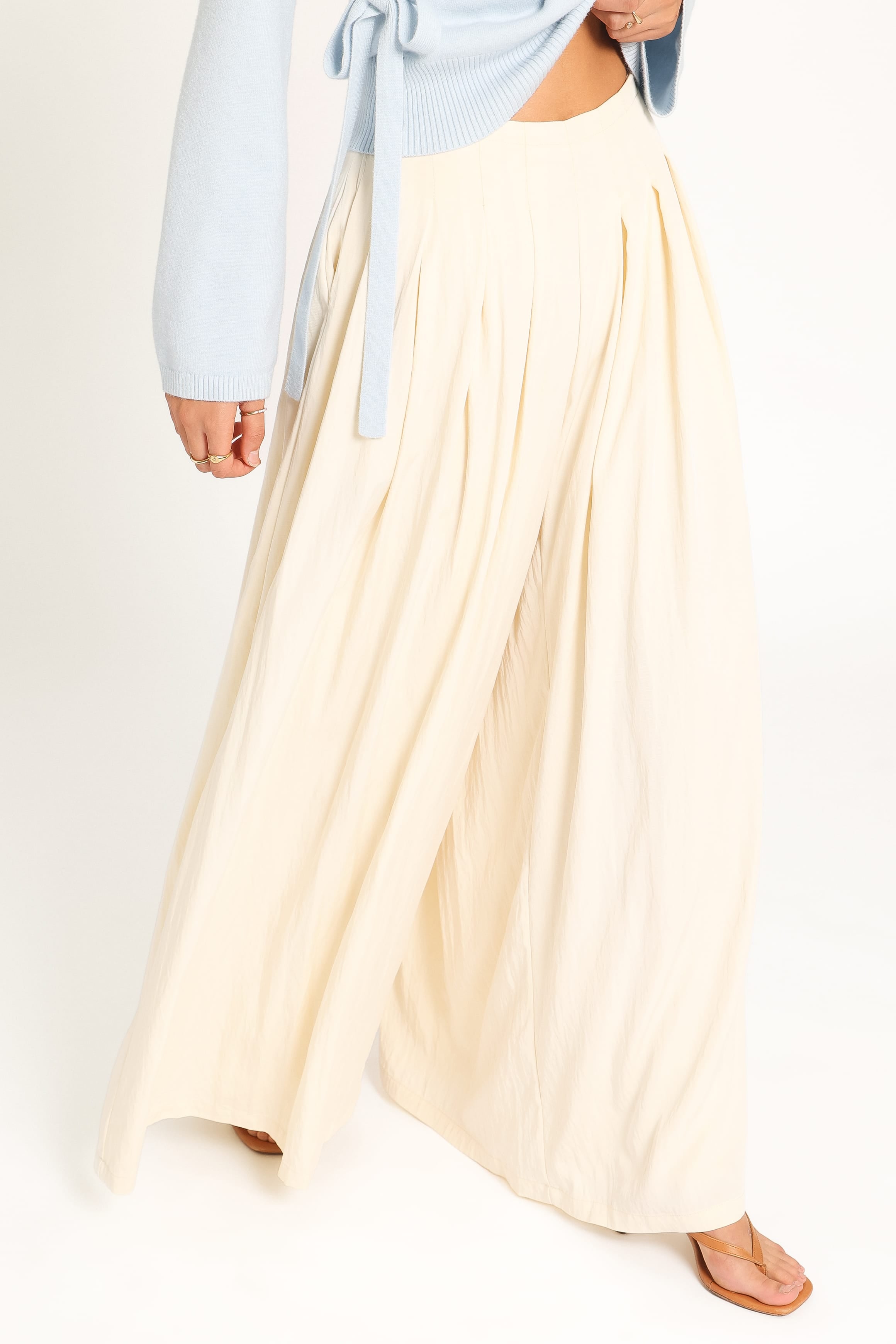 BOTTOMS Shirlie Wide Leg Pleated Pants - Sand