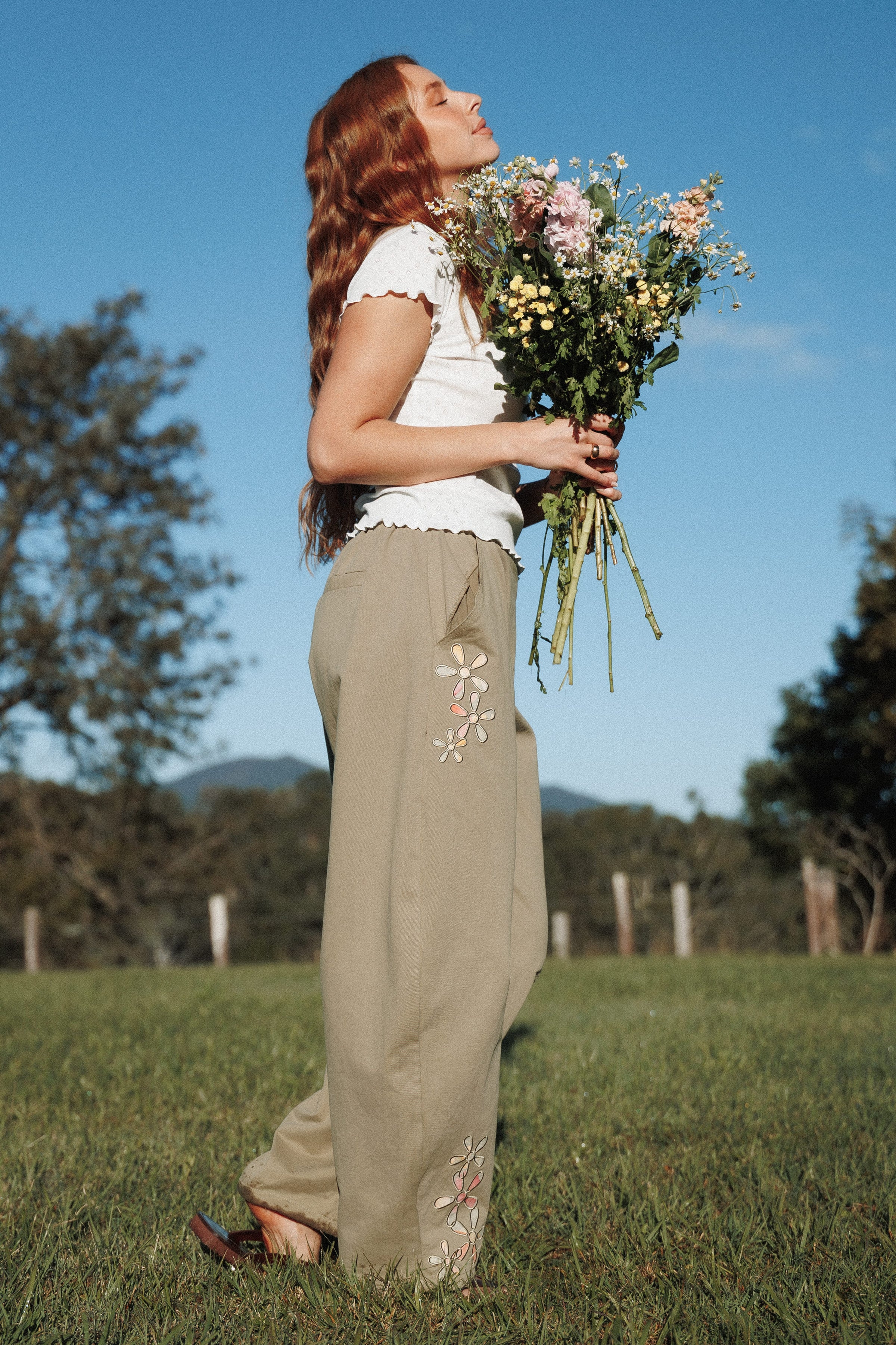 BOTTOMS Telena Barrel Leg Pants - Olive Green Patchwork