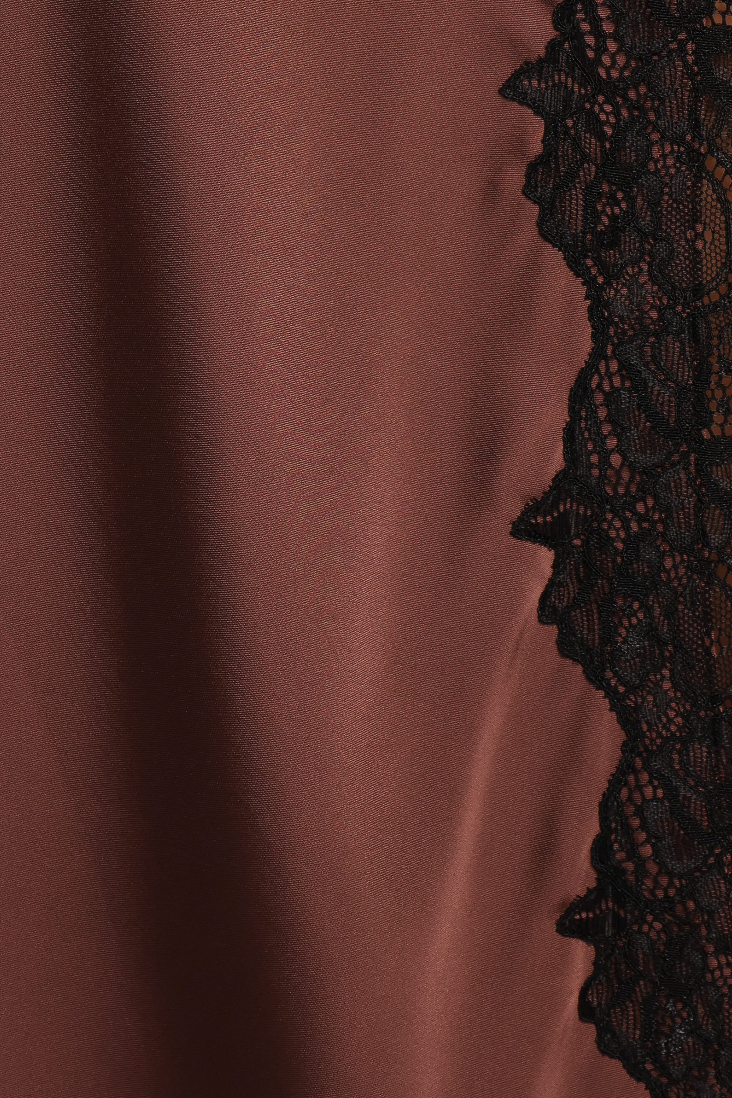 BOTTOMS Theoni Slit Front Lace Trim Skirt - Brown
