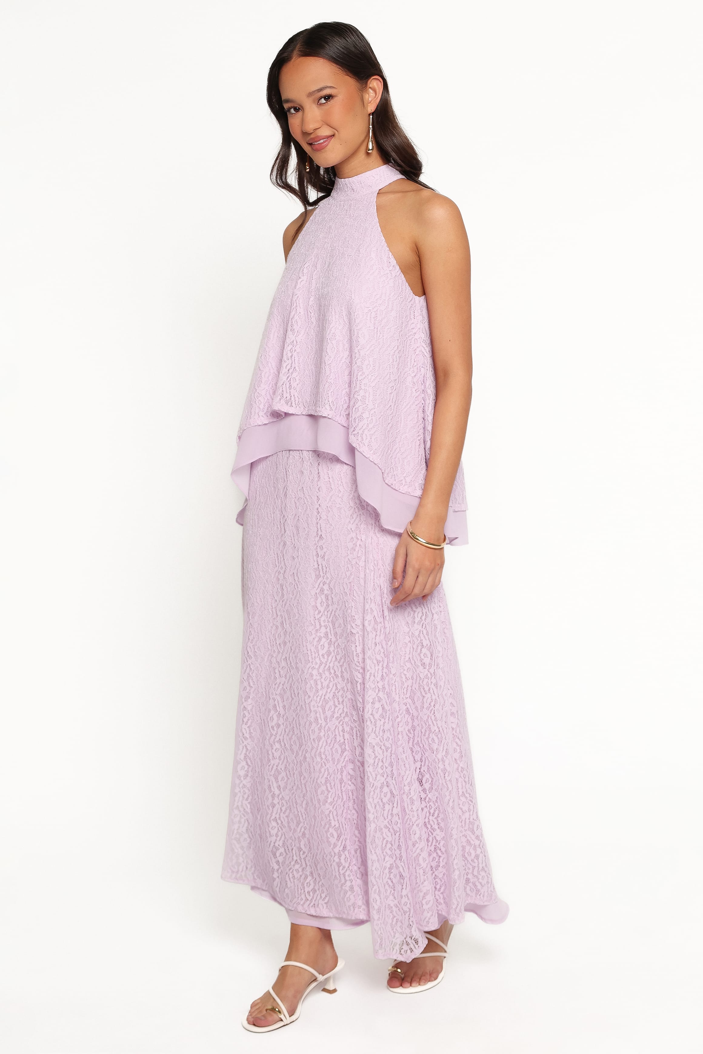 BOTTOMS Tracy Maxi Skirt - Lilac Lace