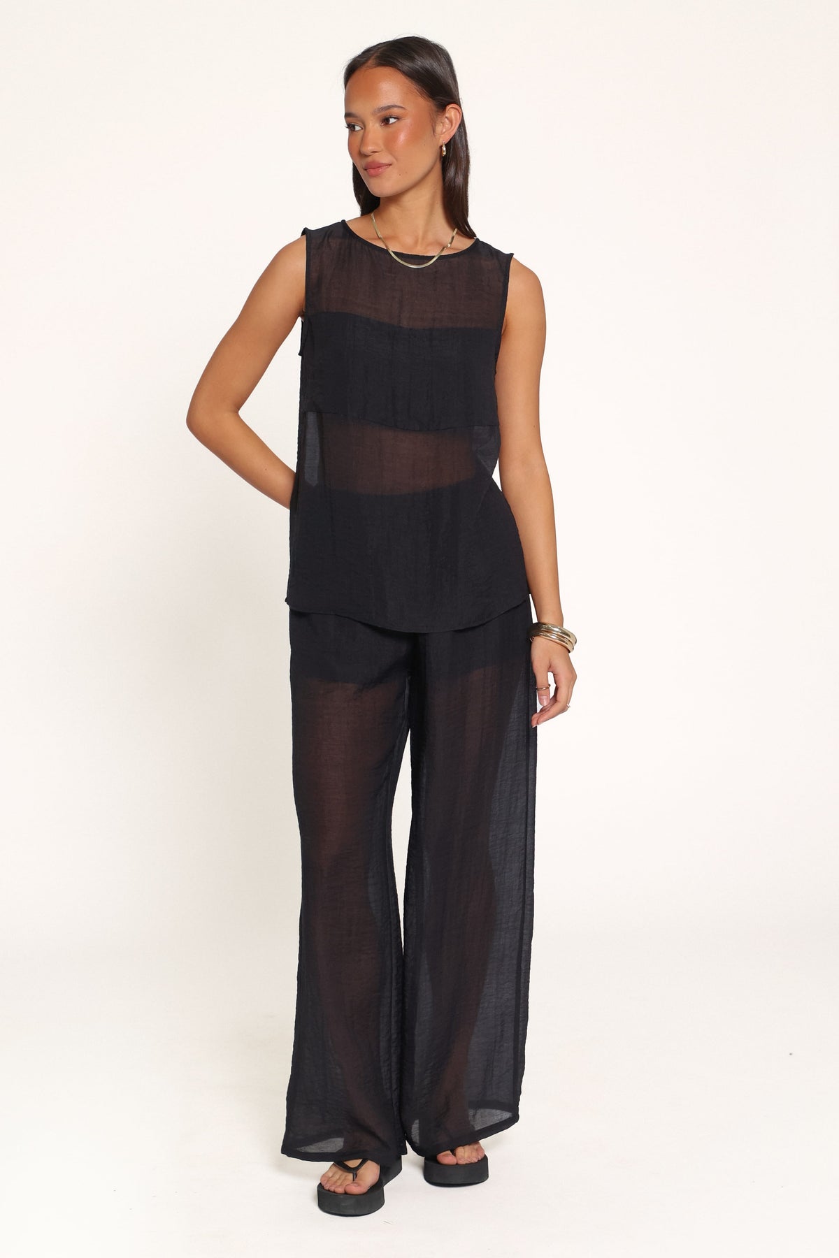 BOTTOMS Vayla Sheer Pant - Black