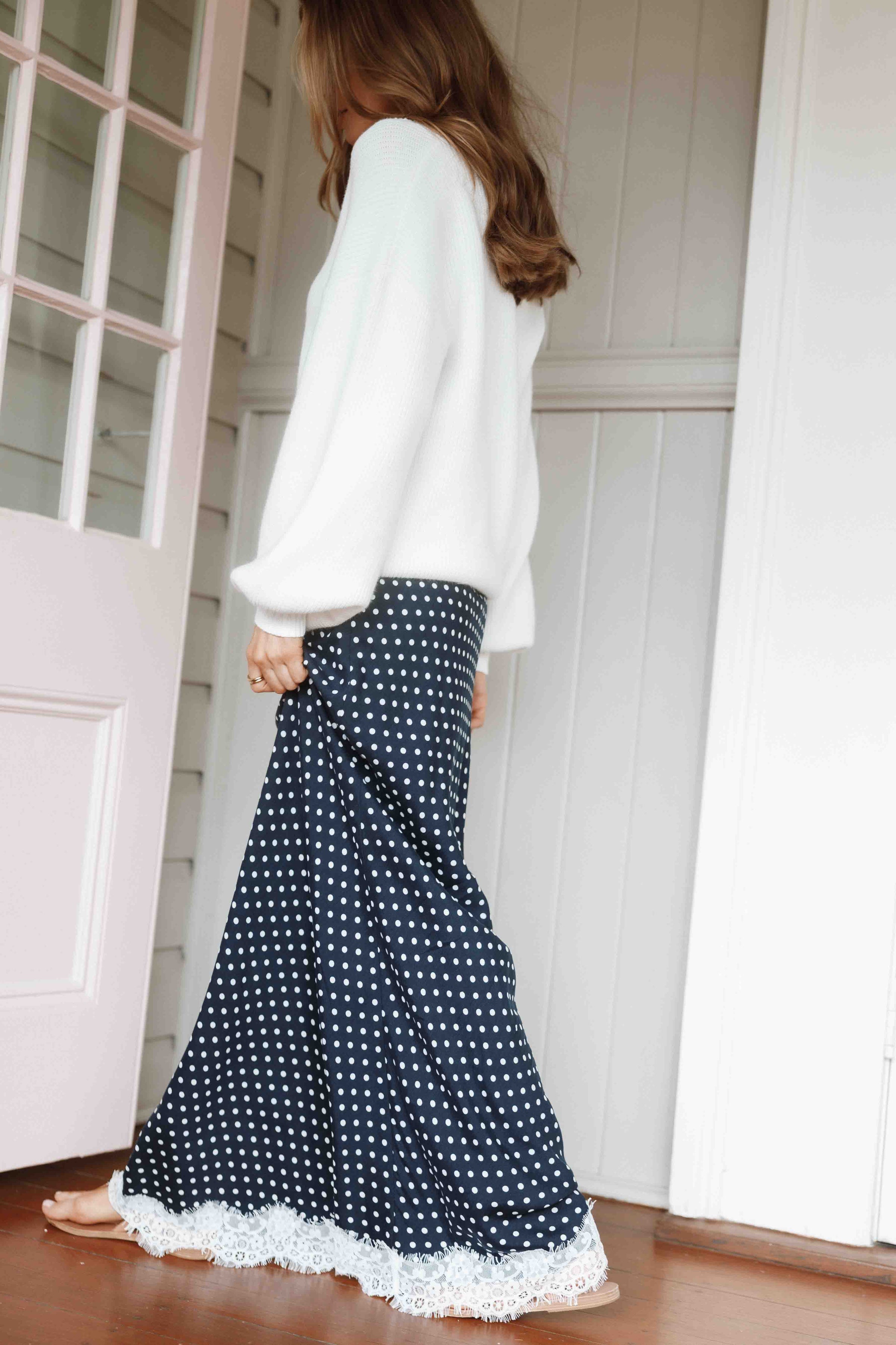 BOTTOMS Velman Skirt - Blue Polka Dot