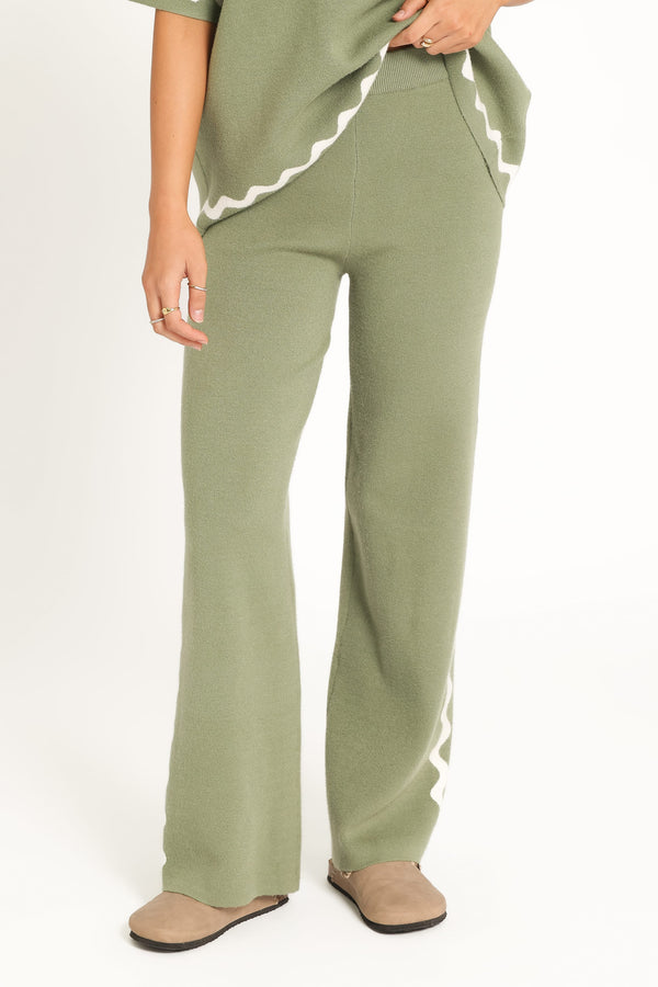 BOTTOMS Vespa Knitted Pant - Moss Green