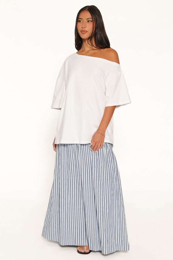 BOTTOMS Vina Basque Frill Maxi Skirt - Blue/White Stripe