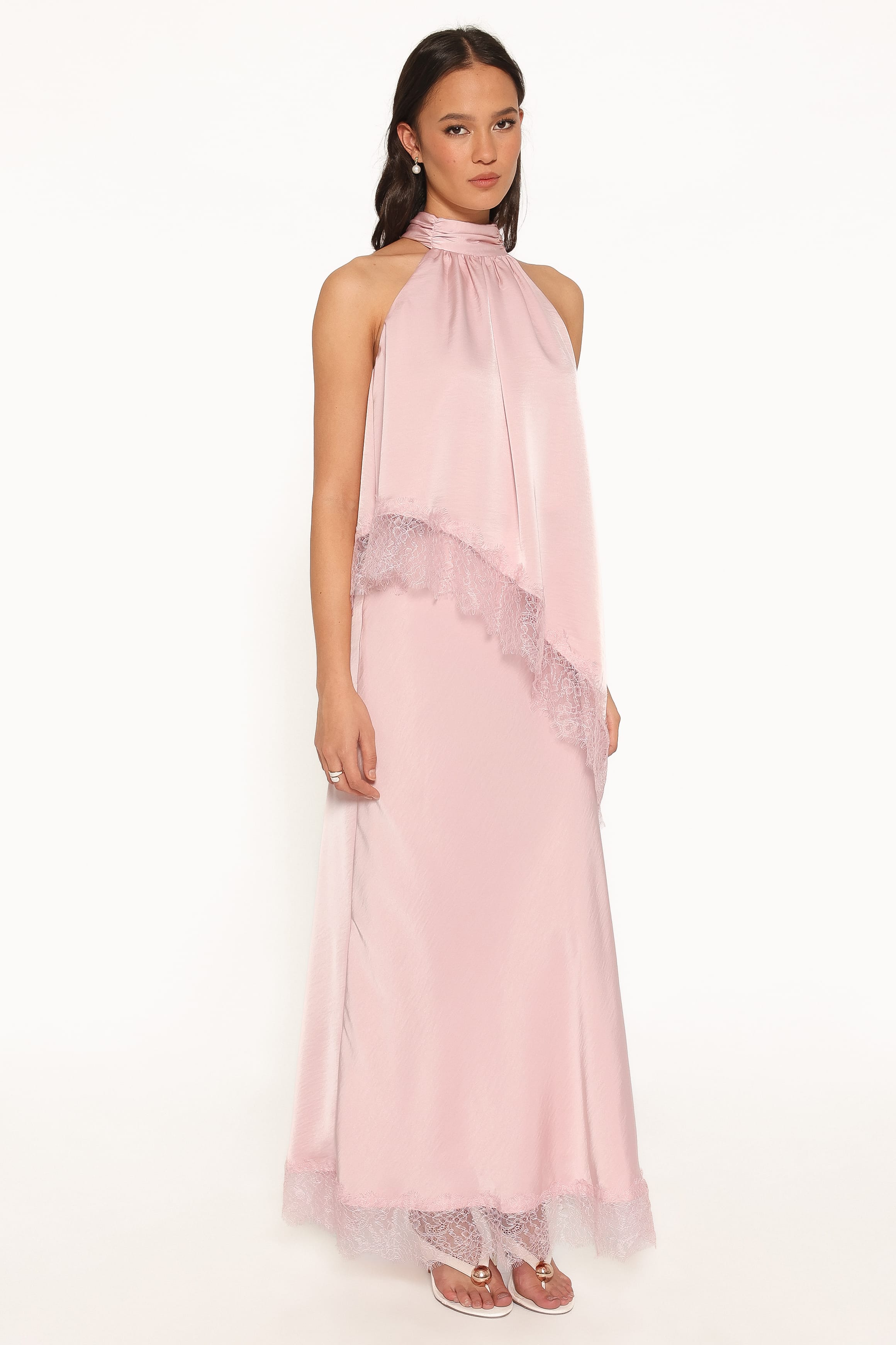 BOTTOMS Zarni Lace Trim Maxi Skirt - Pink