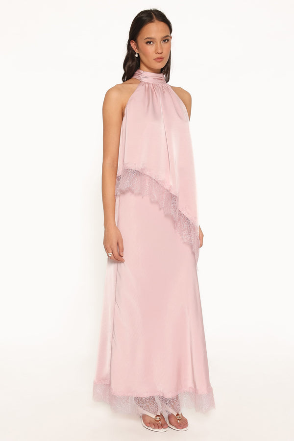 BOTTOMS Zarni Lace Trim Maxi Skirt - Pink
