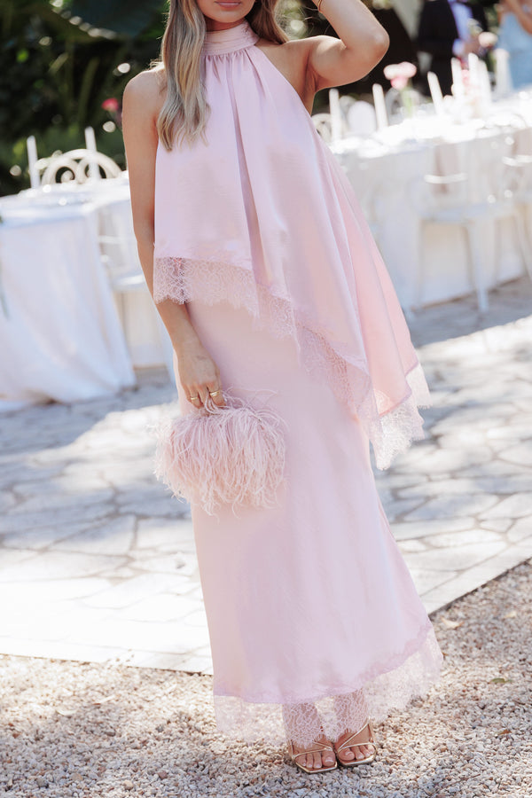 BOTTOMS Zarni Lace Trim Maxi Skirt - Pink
