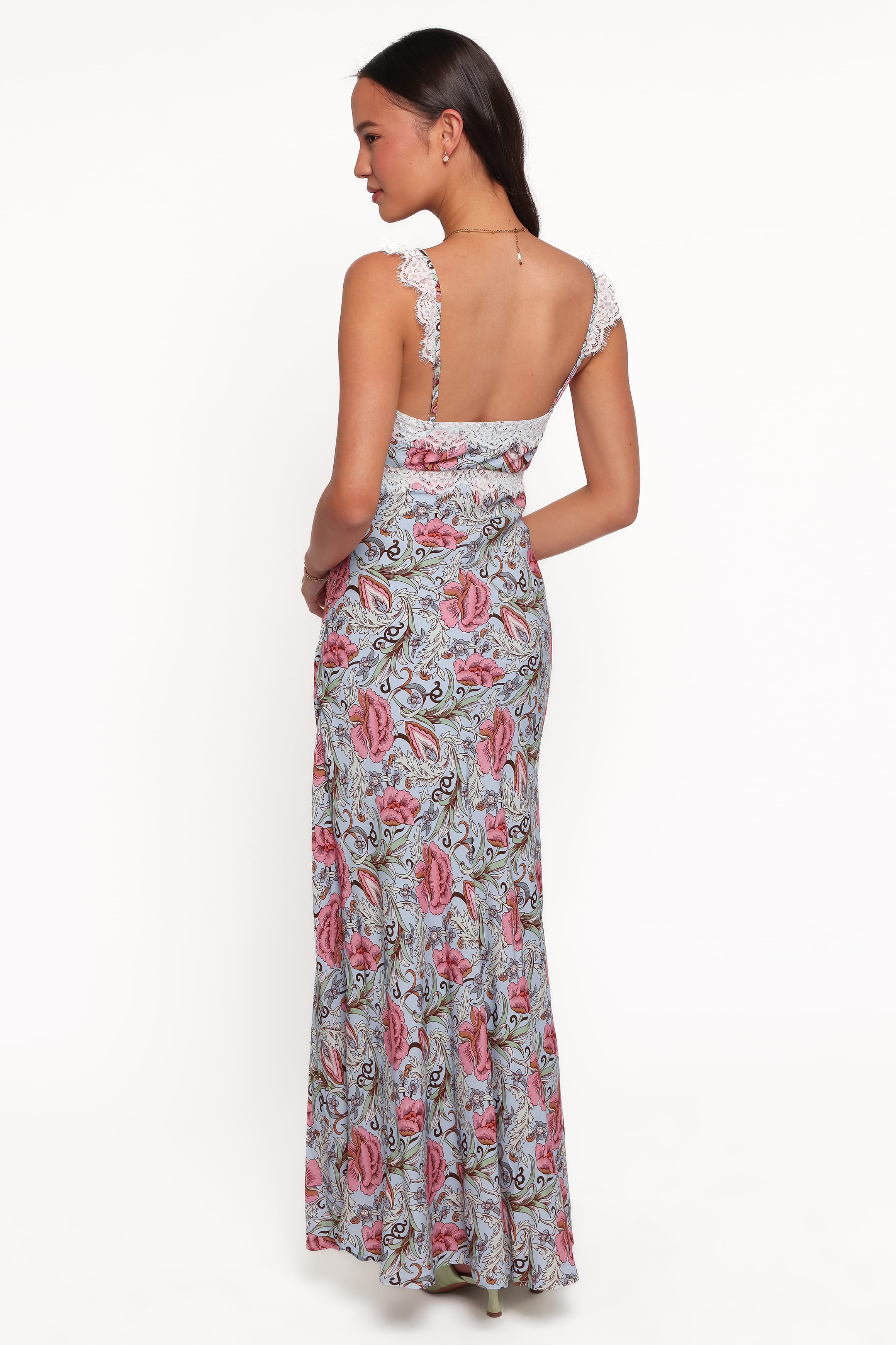 DRESSES Akira Lace Trim Midi Dress - Blue Tapestry Floral