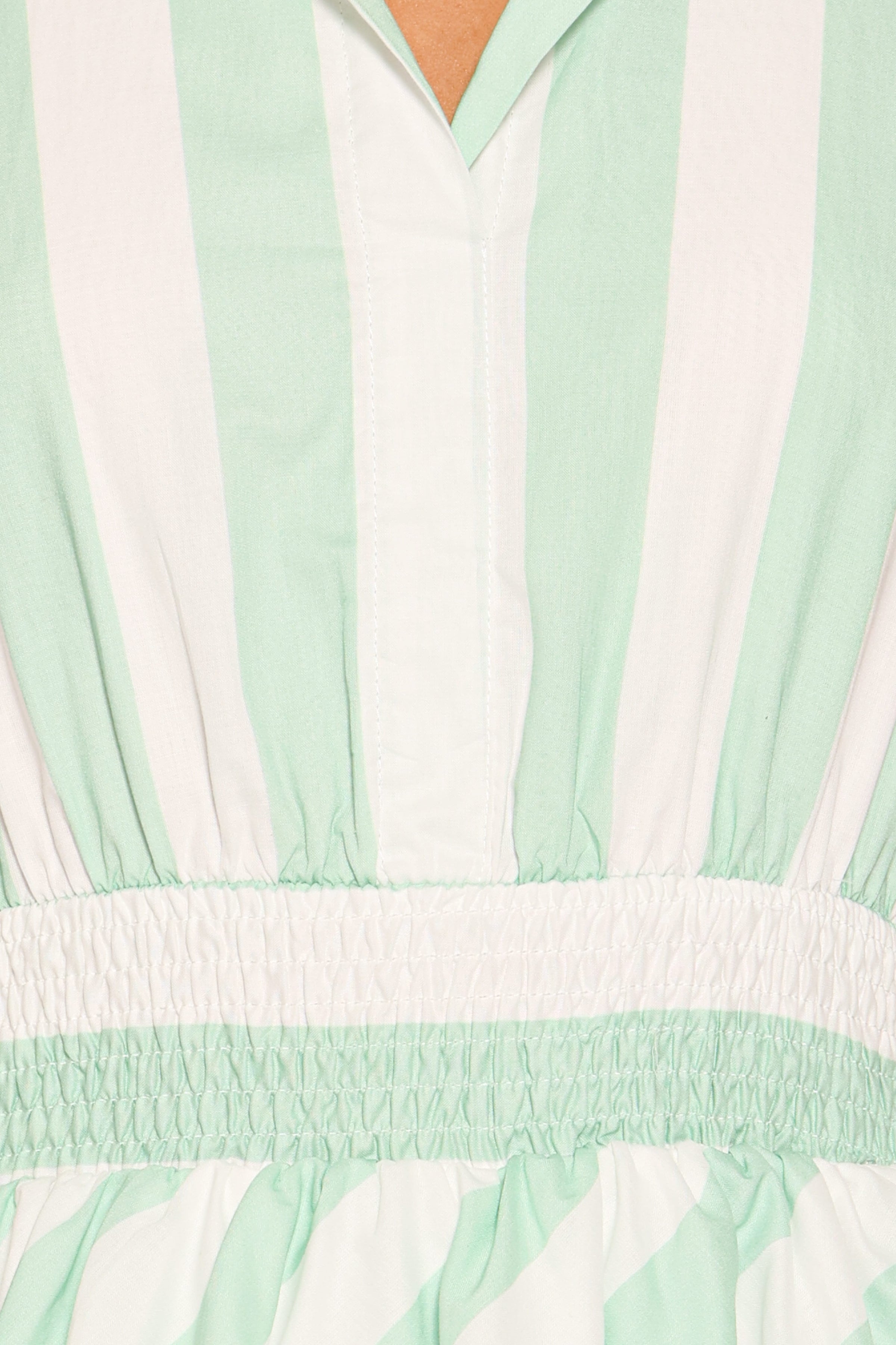 DRESSES Alayna Peplum Midi Dress - Green/White Stripe