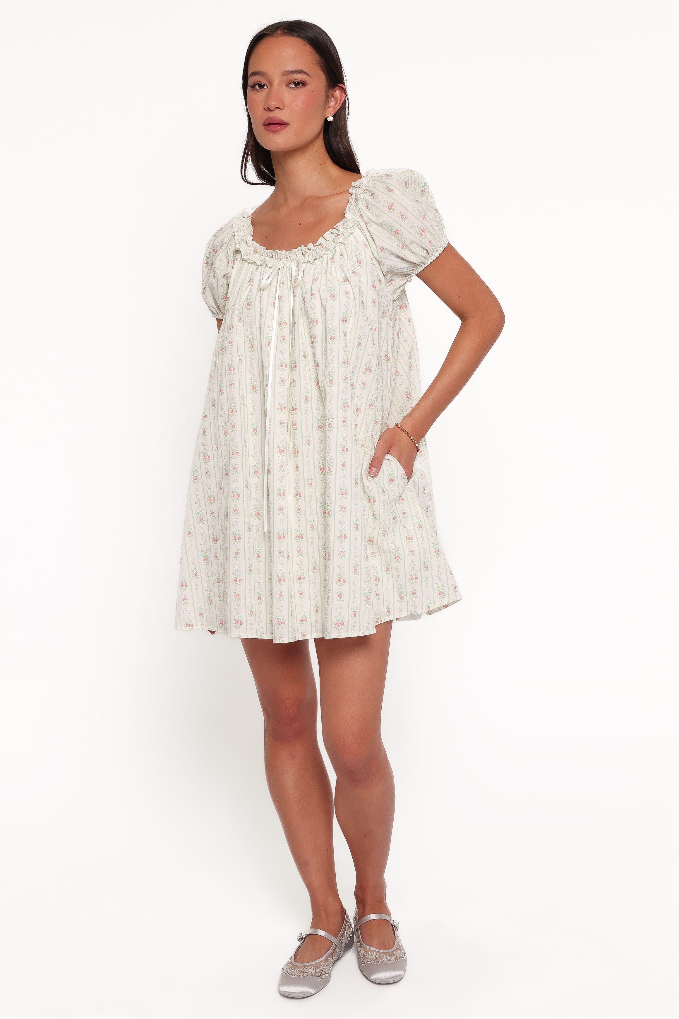 DRESSES Almeida Mini Dress - Green Wallpaper Floral
