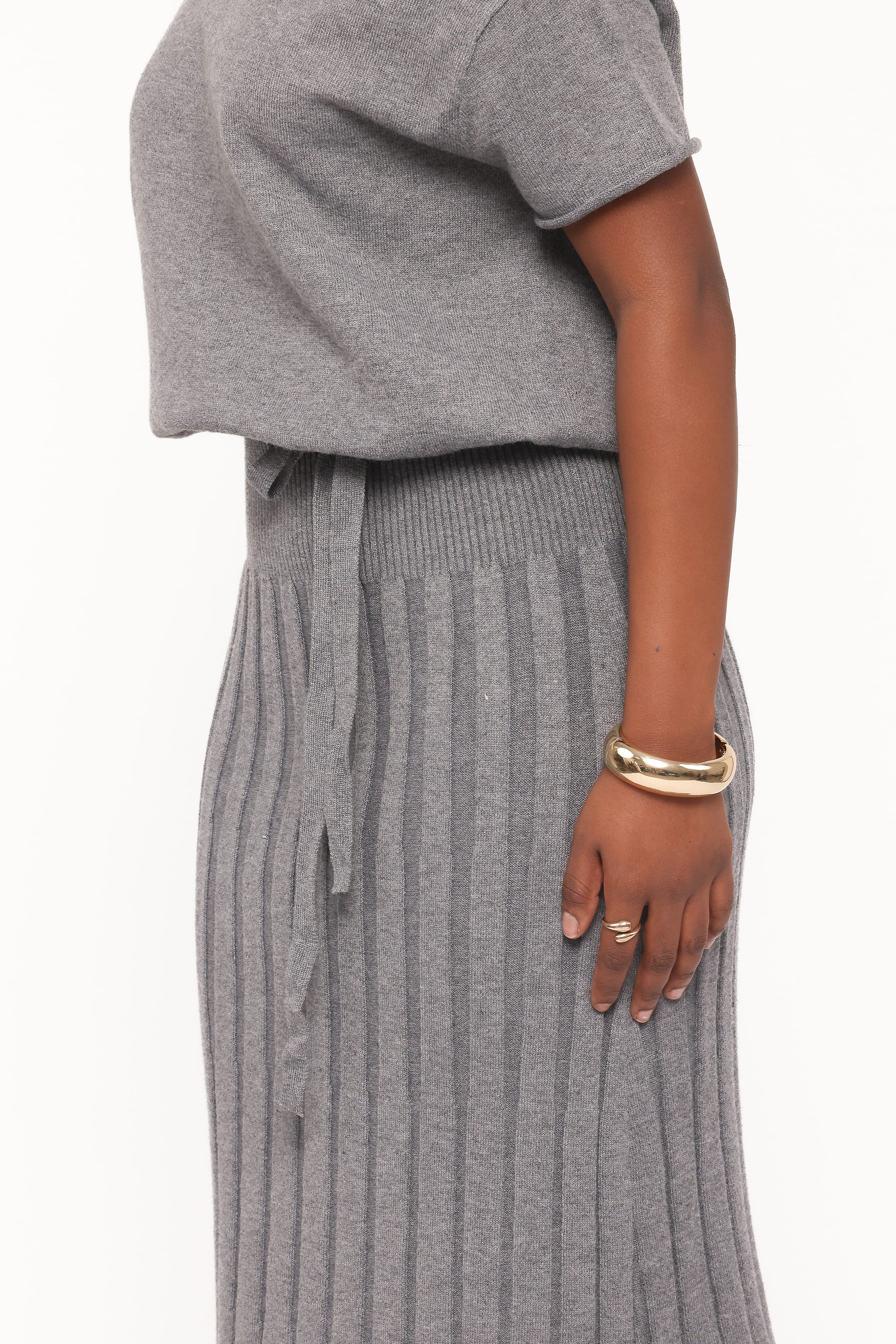 DRESSES Arnie Off Shoulder Midi Dress - Charcoal Grey