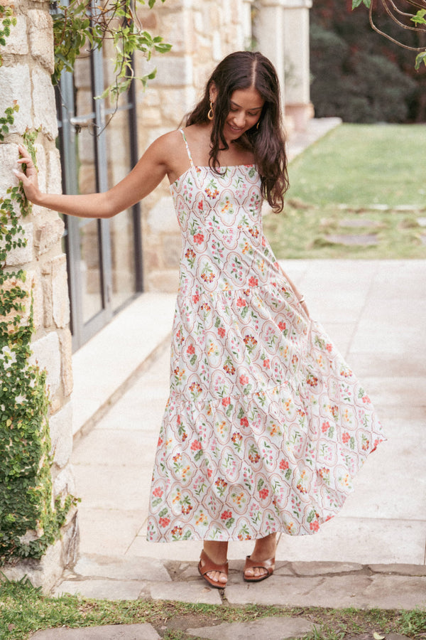 DRESSES Botanique Midi Dress - Coral Wildflower