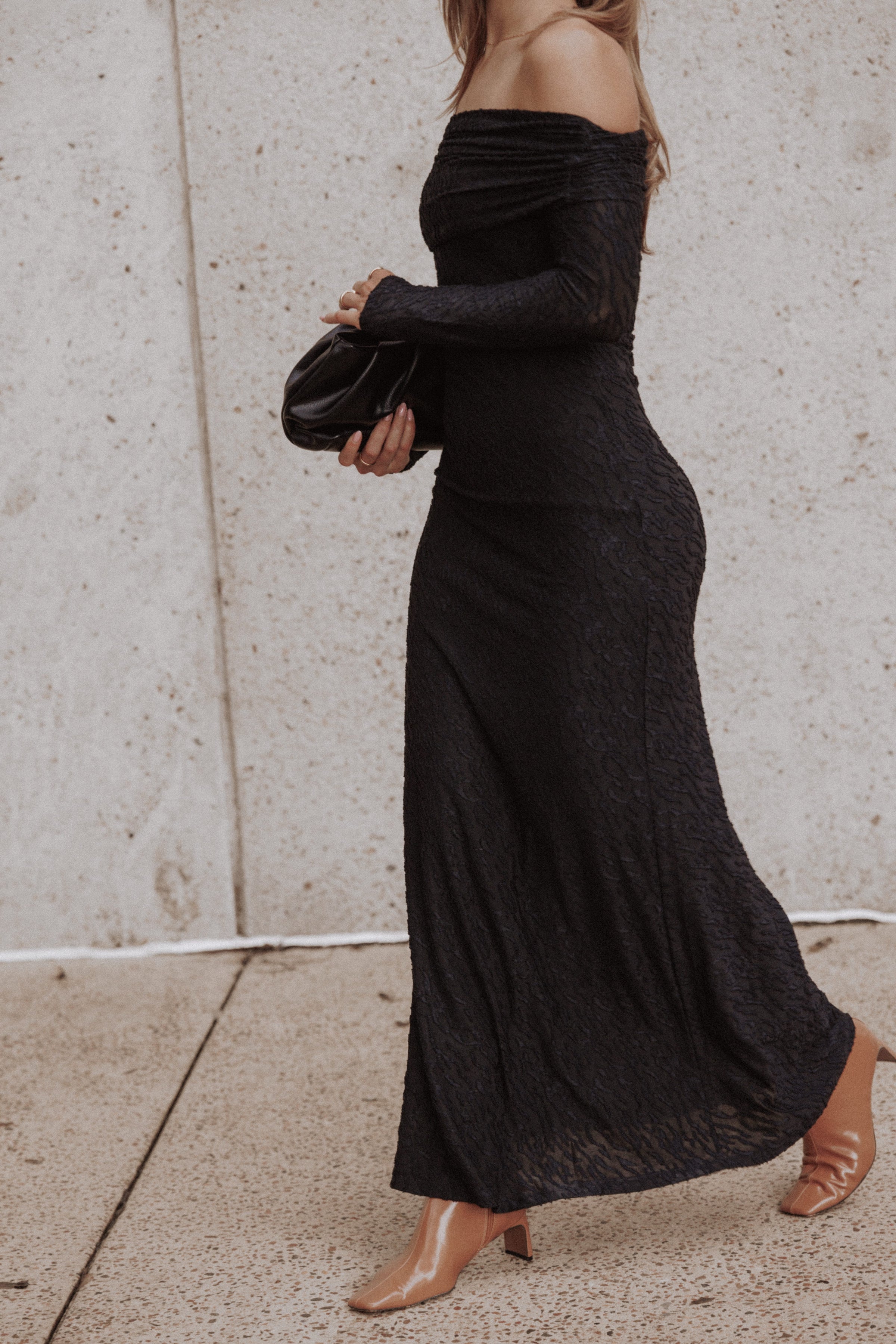 DRESSES Brandy Textured Mesh Maxi Dress - Black