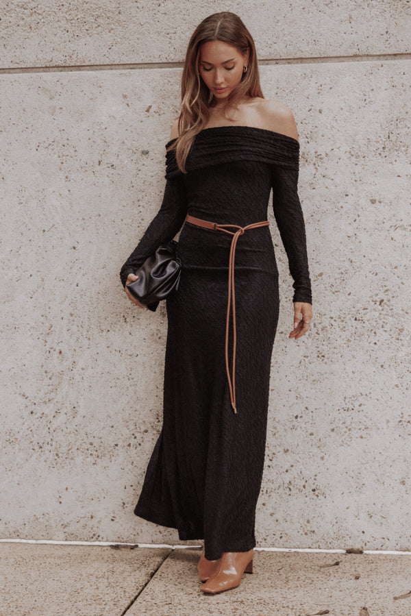 DRESSES Brandy Textured Mesh Maxi Dress - Black