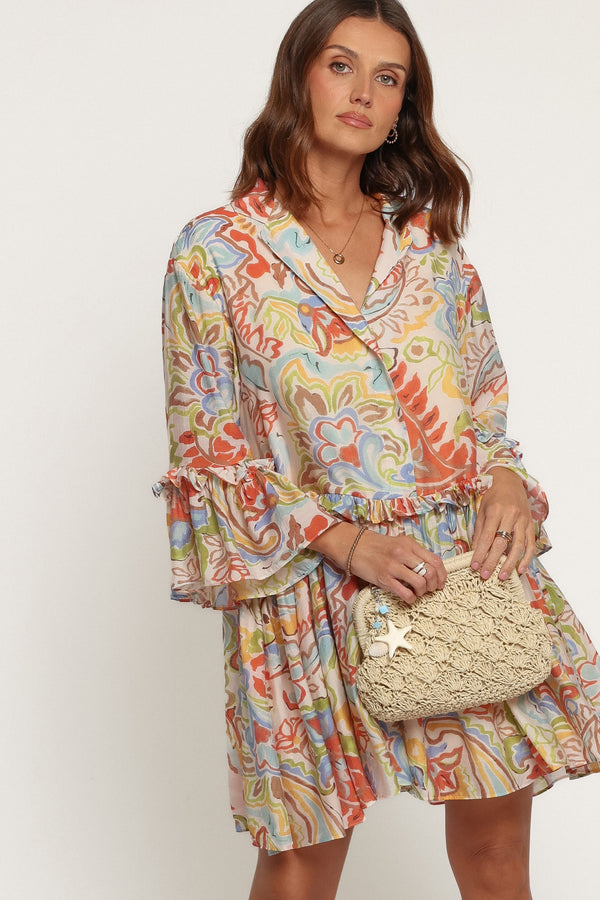 DRESSES Caplan Mini Dress - Green Blue Paisley