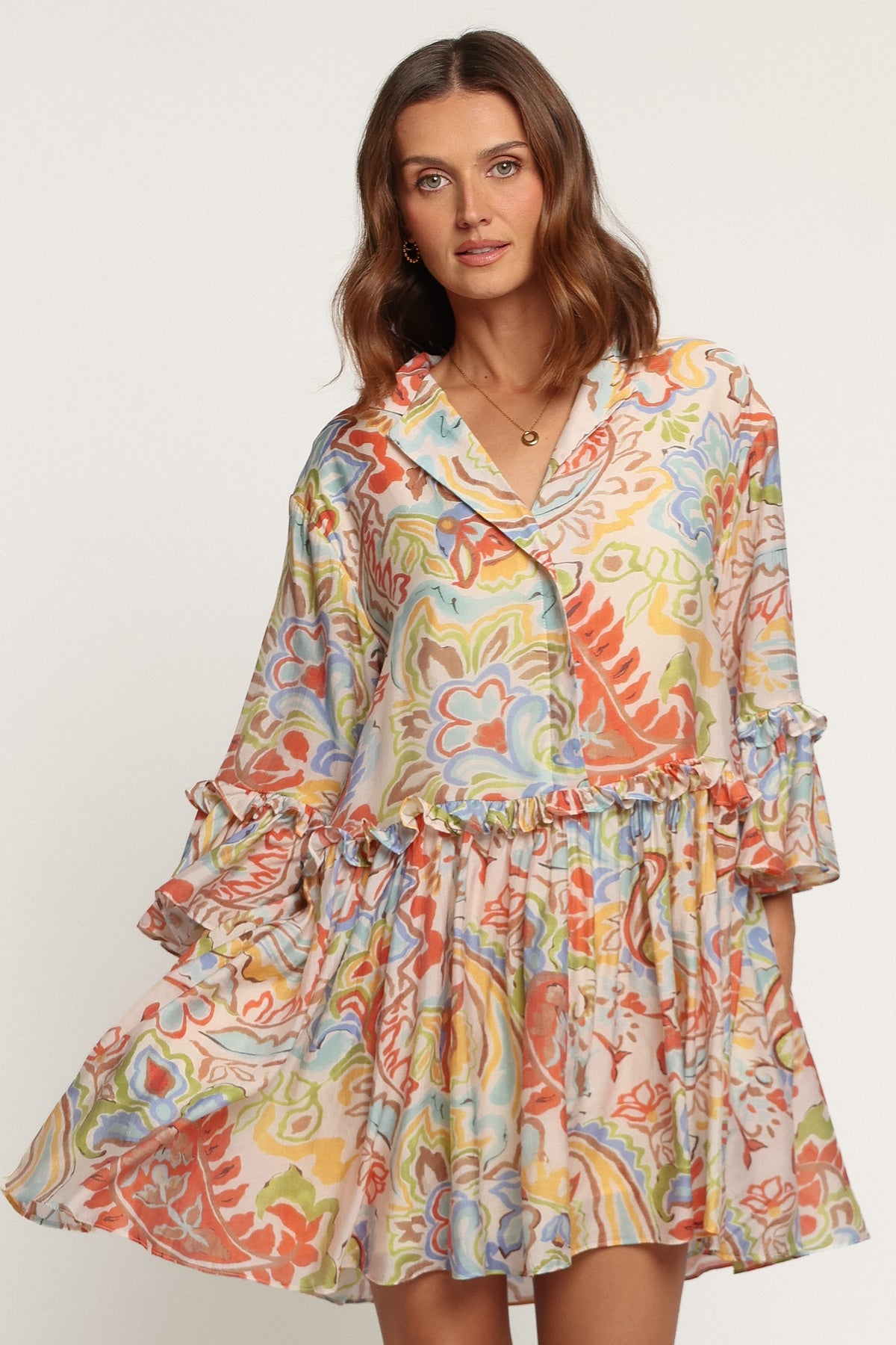 DRESSES Caplan Mini Dress - Green Blue Paisley