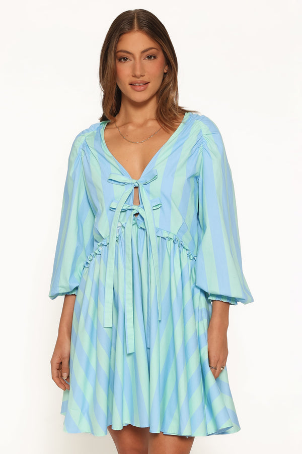 DRESSES Carletta Mini Dress - Green/Blue Stripe