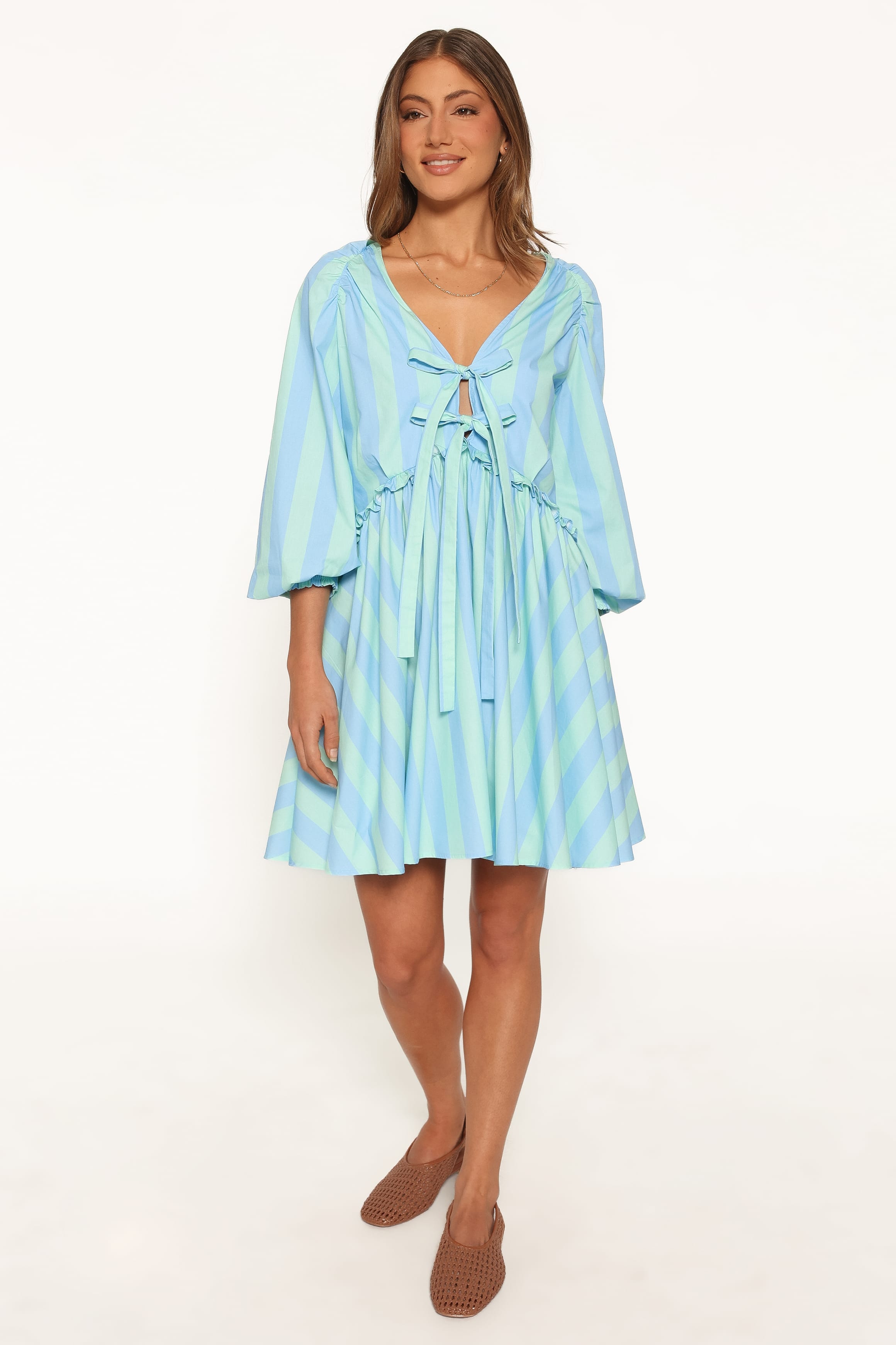 DRESSES Carletta Mini Dress - Green/Blue Stripe