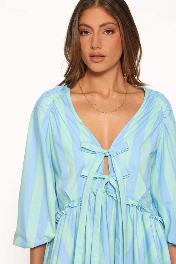 DRESSES Carletta Mini Dress - Green/Blue Stripe