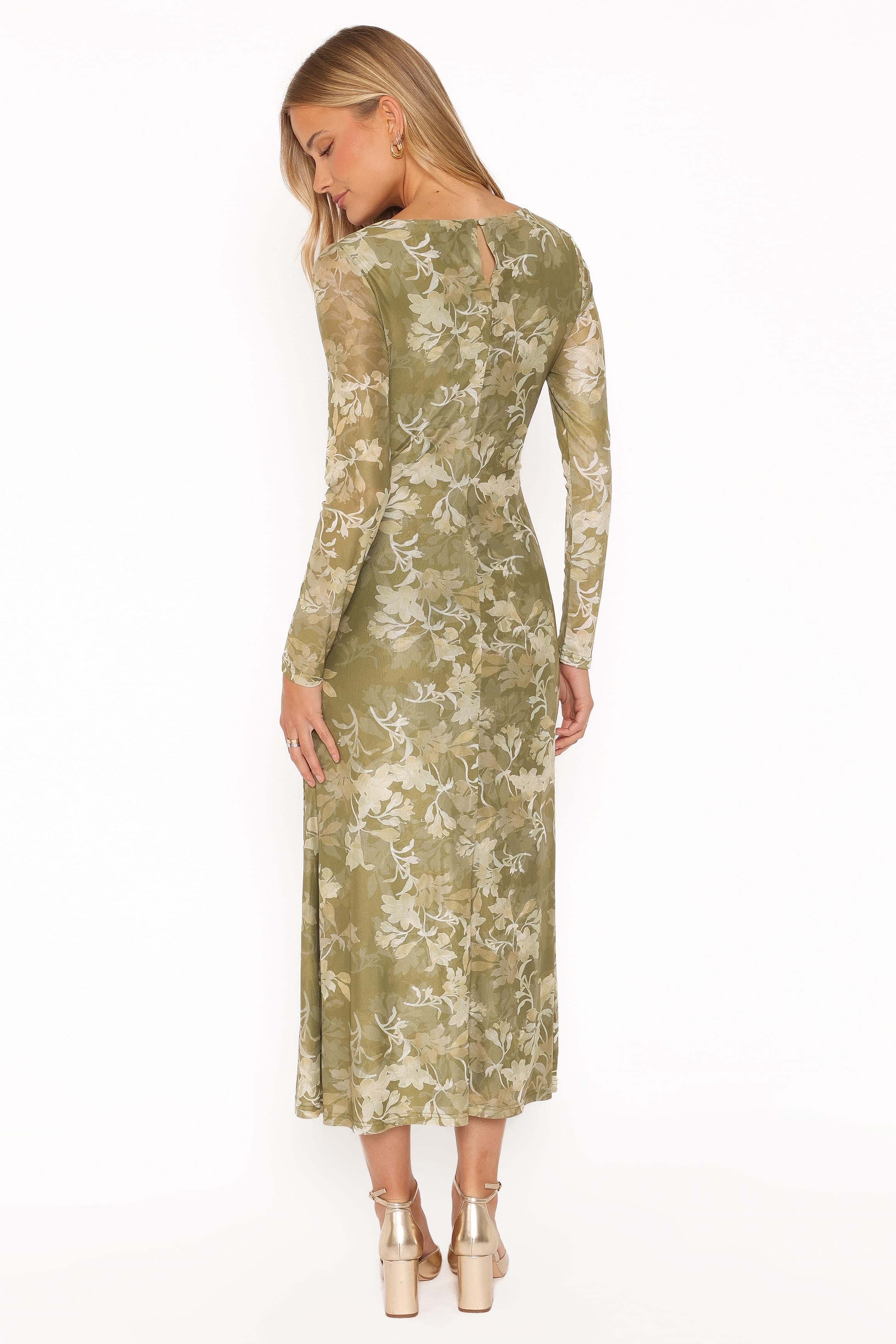 DRESSES Chelsea Ruched Mesh Maxi Dress - Green Floral