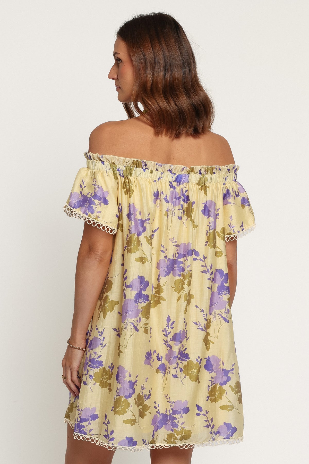 DRESSES Cheya Off Shoulder Mini Dress - Green Purple Floral
