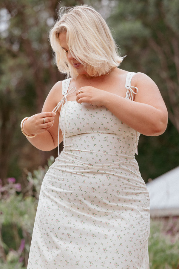 DRESSES Clarissa Midi Dress - White Betty