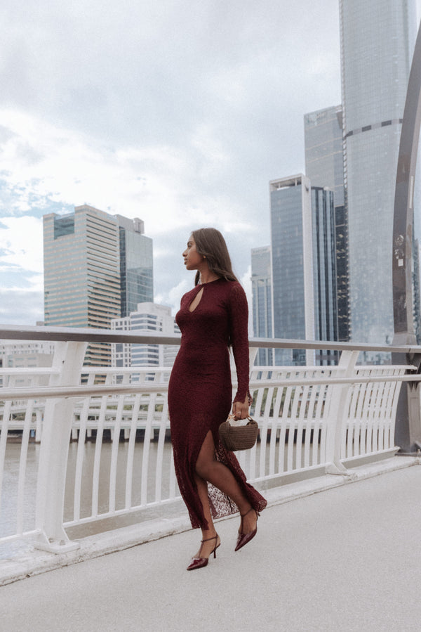 DRESSES Darlita Lace Maxi Dress - Burgundy