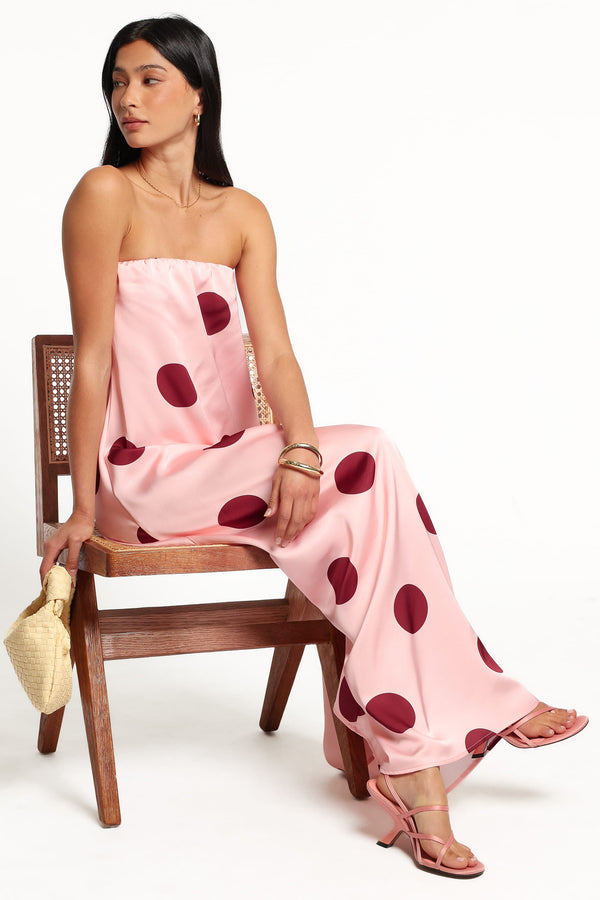 DRESSES Delaney Strapless Maxi Dress - Pink Polka Dot