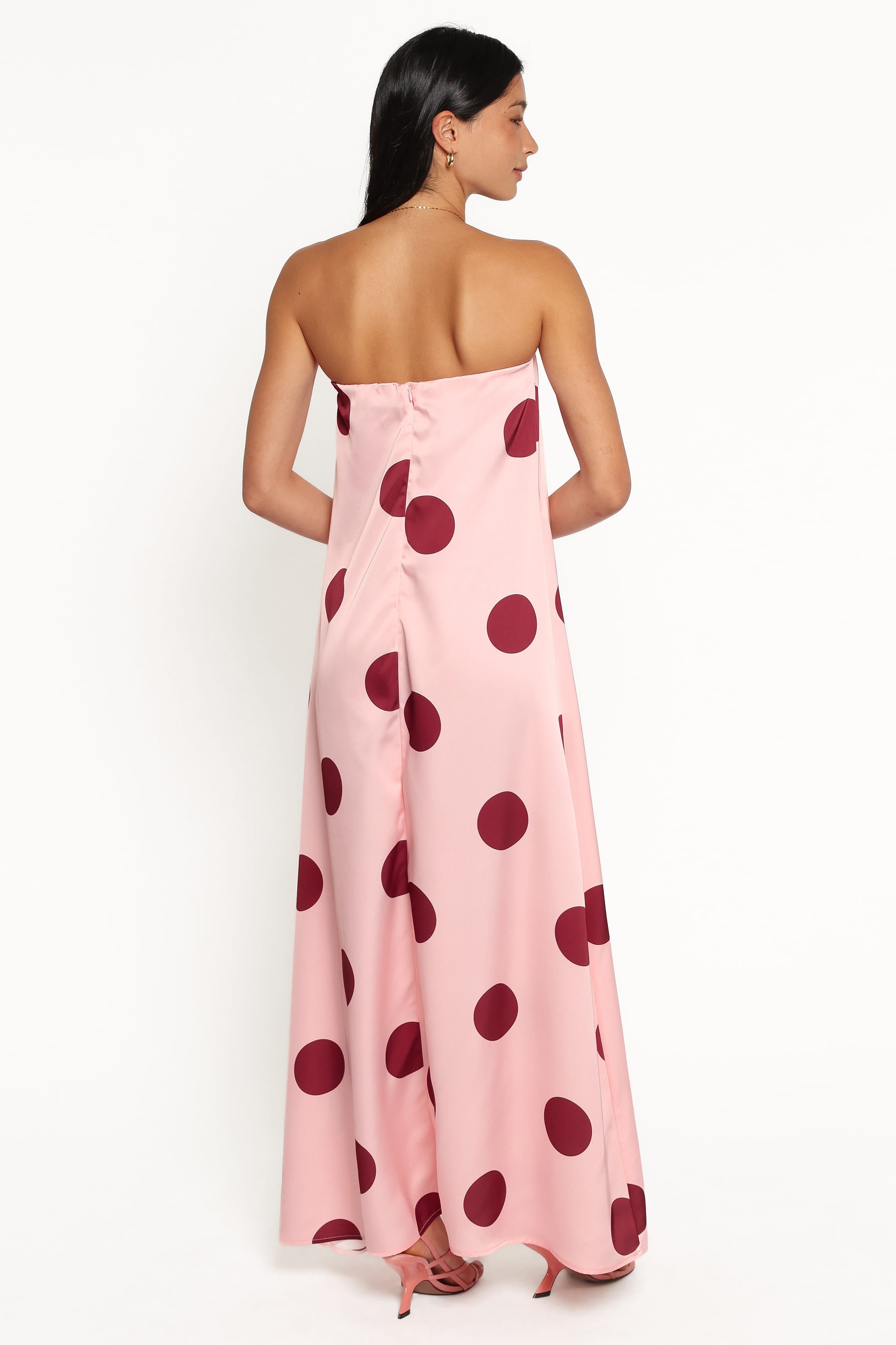 DRESSES Delaney Strapless Maxi Dress - Pink Polka Dot