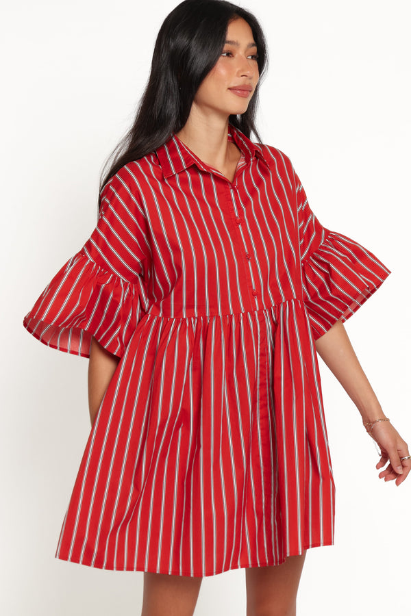 DRESSES Didi Frill Mini Dress - Red Stripe