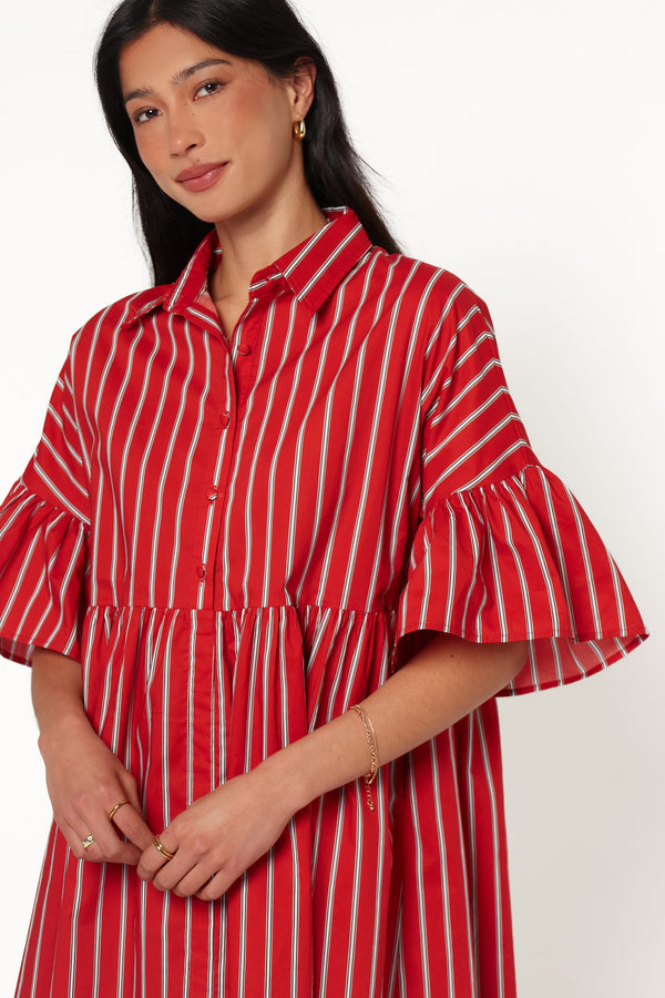 DRESSES Didi Frill Mini Dress - Red Stripe