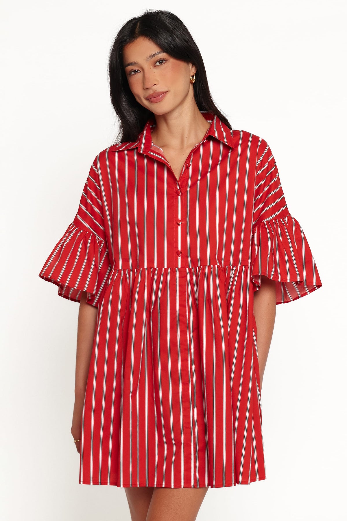 DRESSES Didi Frill Mini Dress - Red Stripe