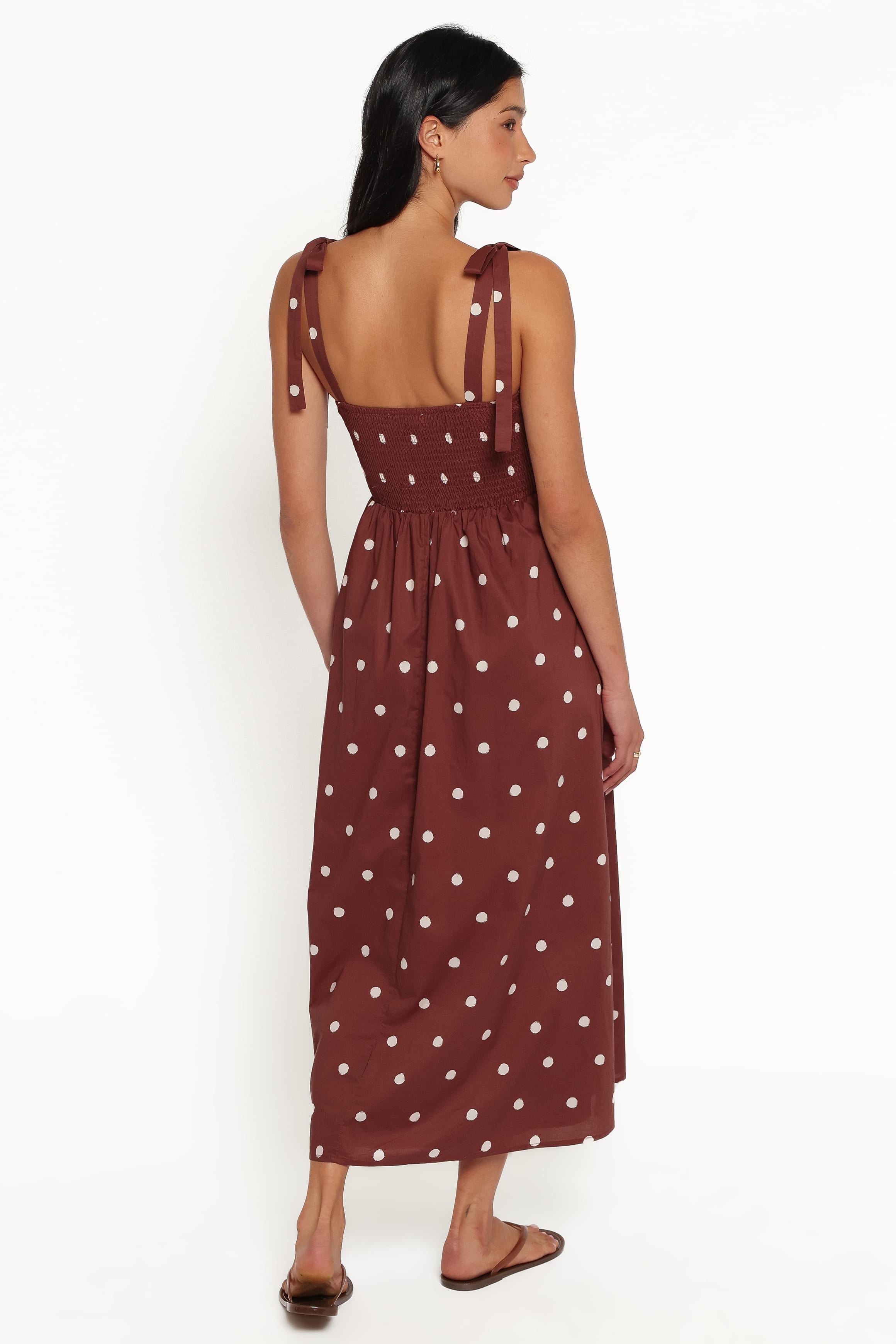 DRESSES Elford Midi Dress - Brown Polka Dot