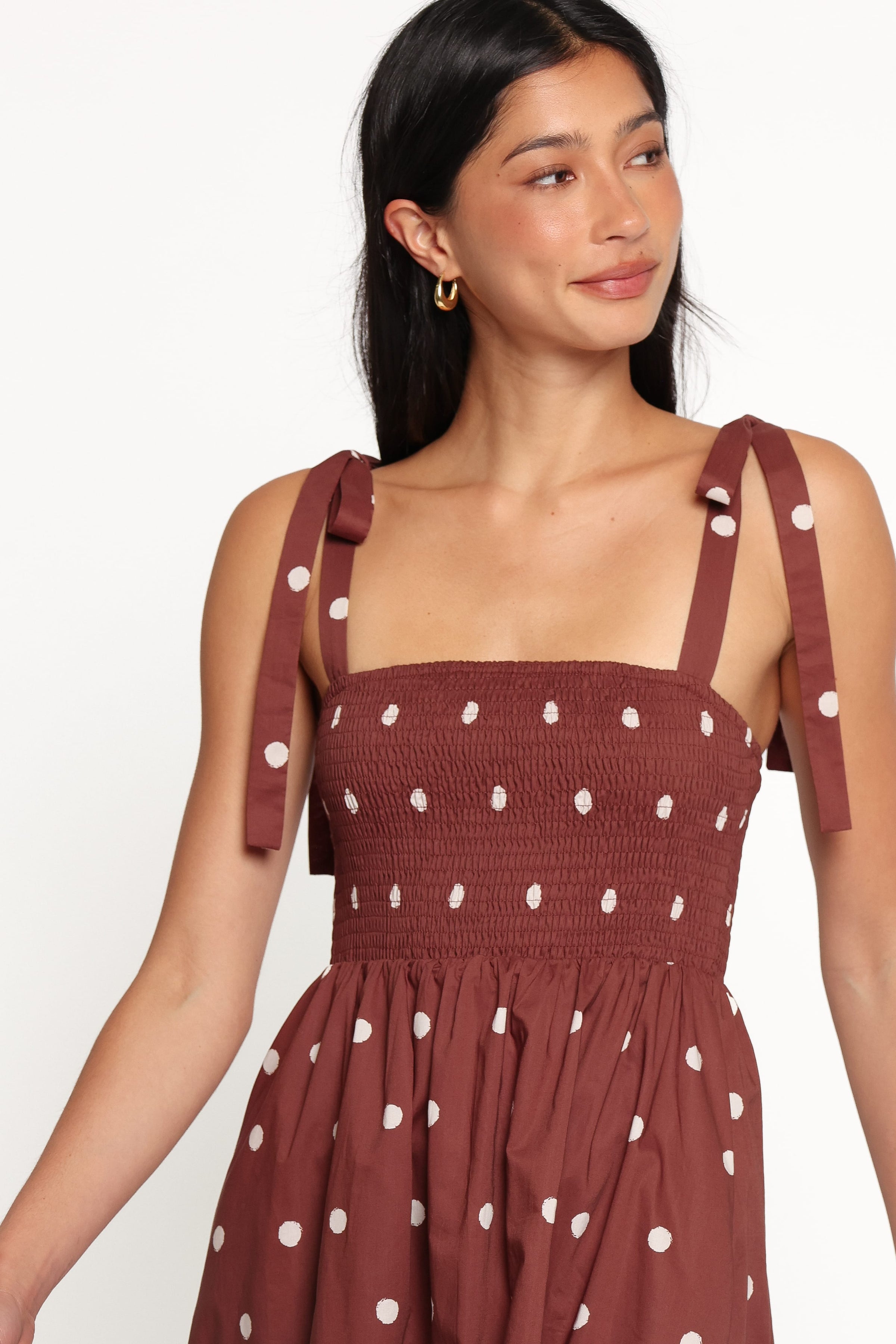 DRESSES Elford Midi Dress - Brown Polka Dot