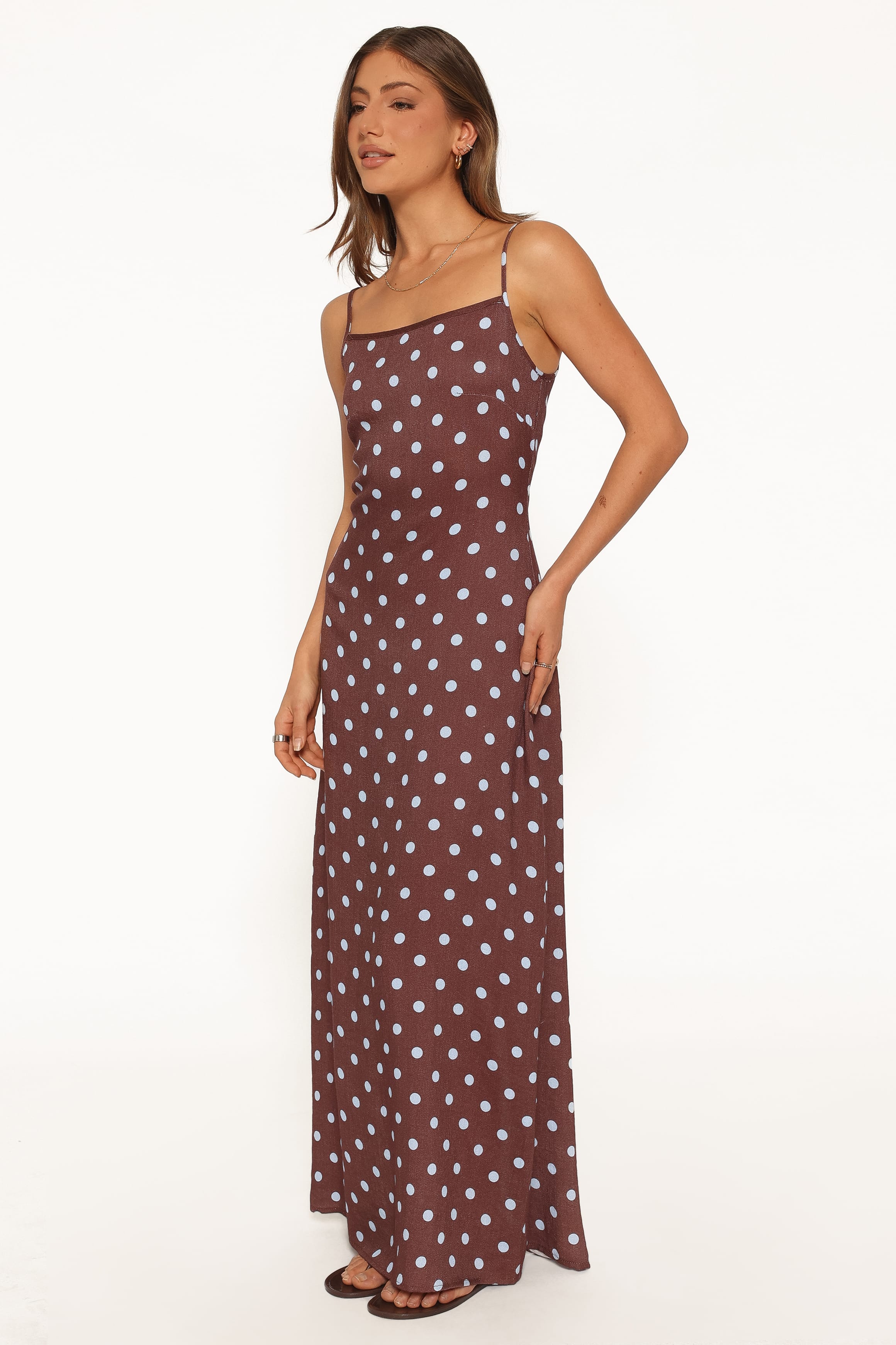 DRESSES Elton Maxi Dress - Brown/Blue Polka Dot