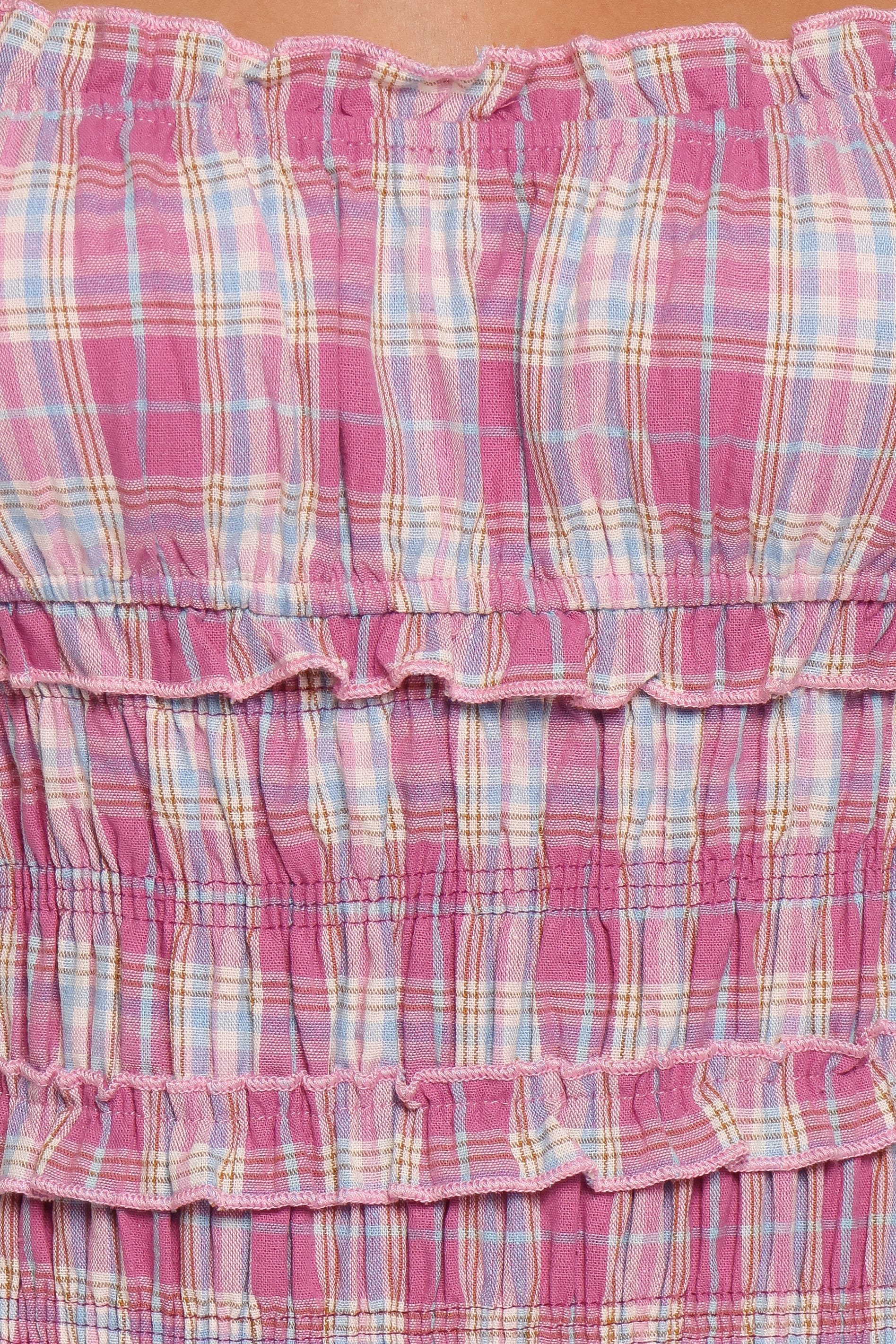 DRESSES Enola Gather Midi Dress - Pink Plaid