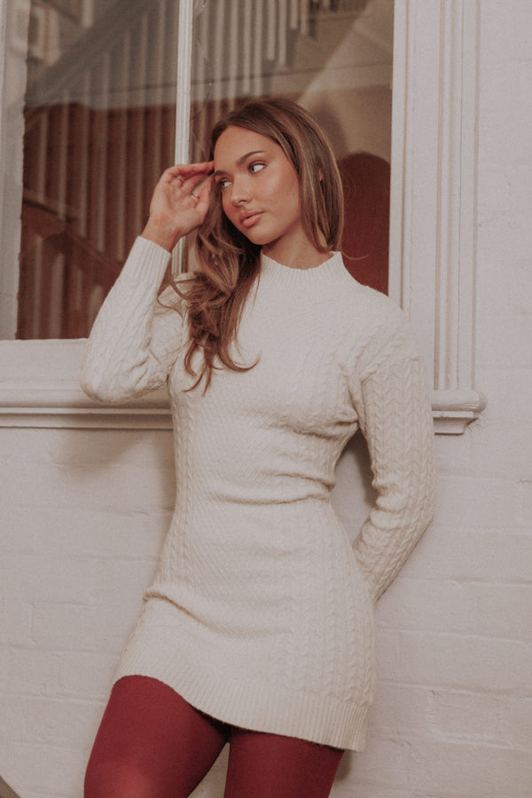 DRESSES Espa Cable Knit Sweater Mini Dress - Cream