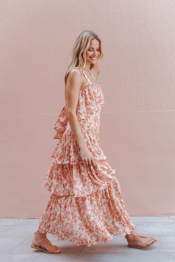 DRESSES Everleigh Midi Dress - Pink Green Floral