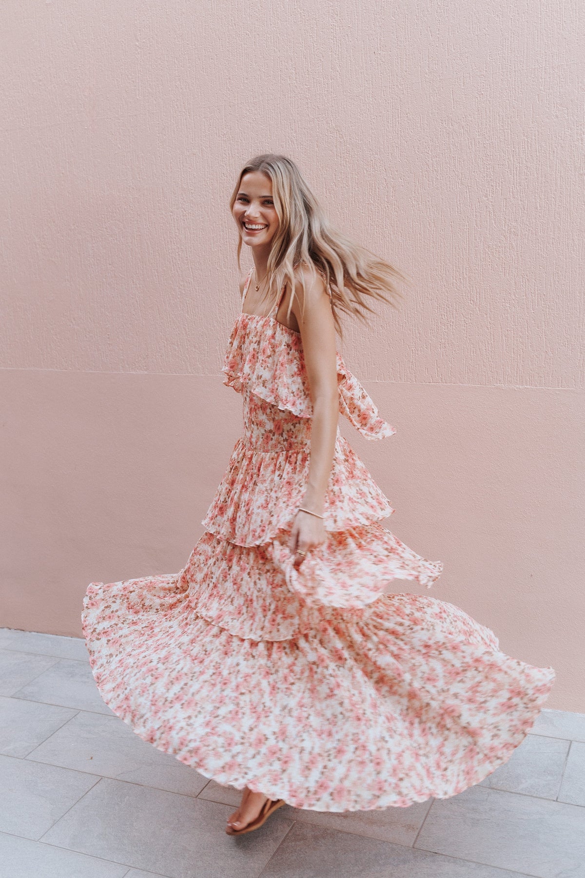 DRESSES Everleigh Midi Dress - Pink Green Floral