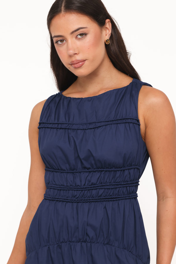 DRESSES Fern Midi Dress - Navy Blue
