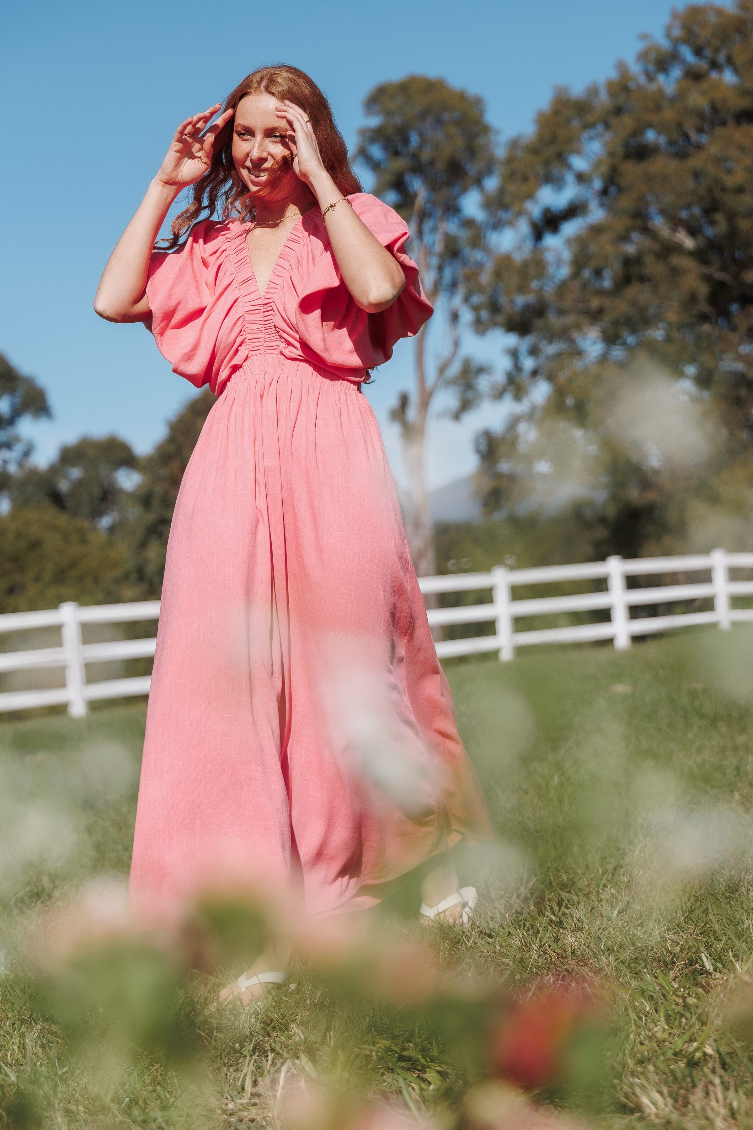DRESSES Gianna Puff Sleeve Maxi Dress - Pink