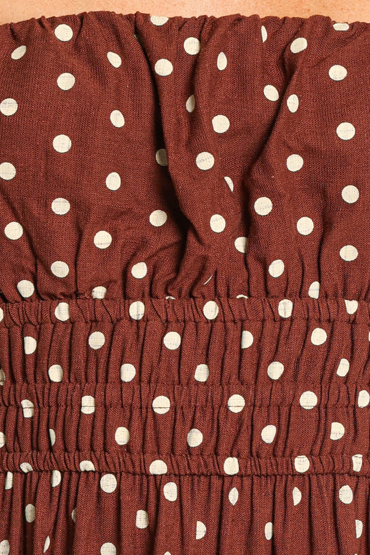 DRESSES Giavana Strapless Midi Dress - Brown Polka Dot