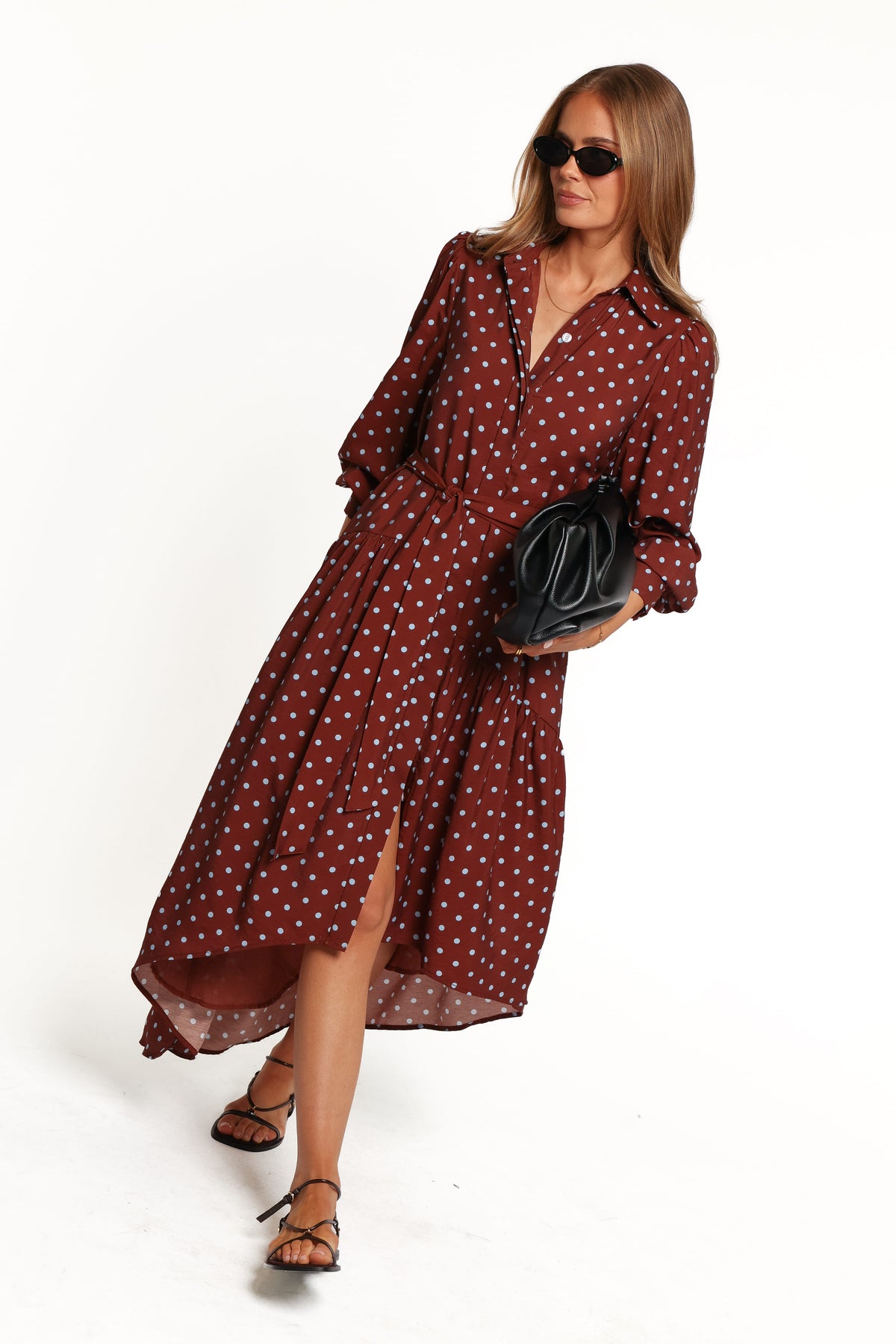 DRESSES Graylen Midi Dress - Brown/Blue Spot